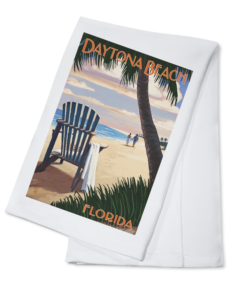 Daytona Beach Florida Adirondack Chair Cotton Tea Towel - Decorative Hand Towel for Kitchen, Home, and Beach House Decor