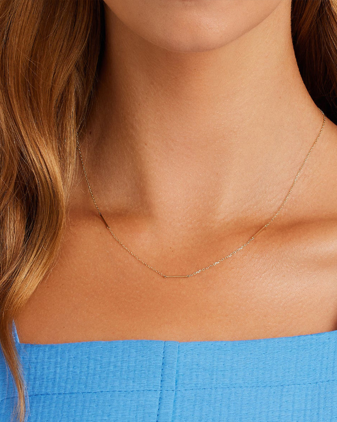 14K Gold Rose Bar Necklace for Women - Dainty Minimalist Layering Jewelry Gift for Her - Perfect for Valentine's Day, Anniversary & Everyday Wear