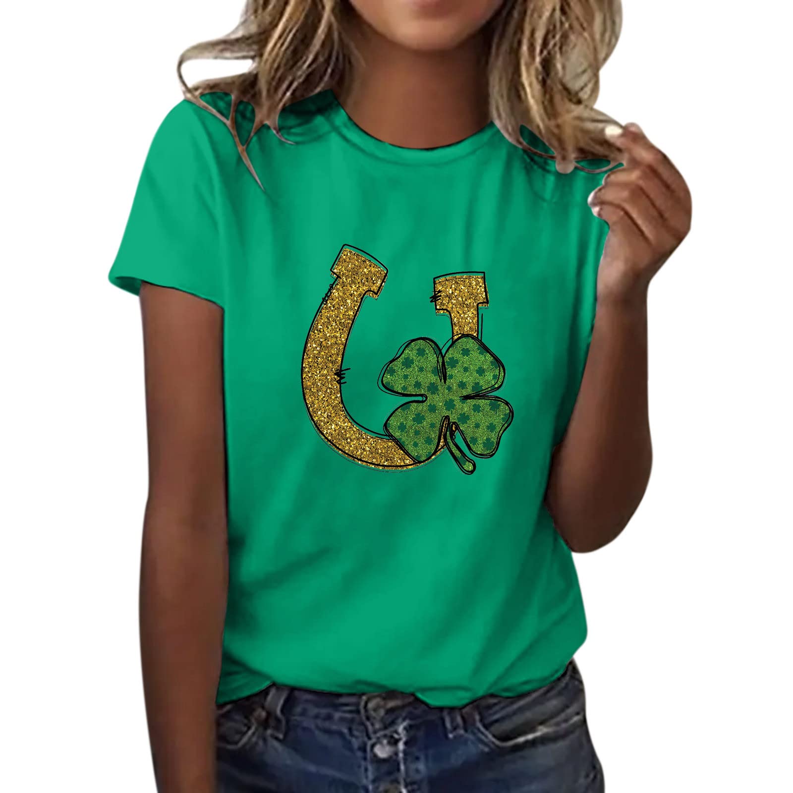 St. Patrick's Day Women's T-Shirt - Casual Short Sleeve Printed Blouse with O-Neck for Plus Size - Perfect for Irish Festivals, Pub Crawls & Holiday Parties (White)