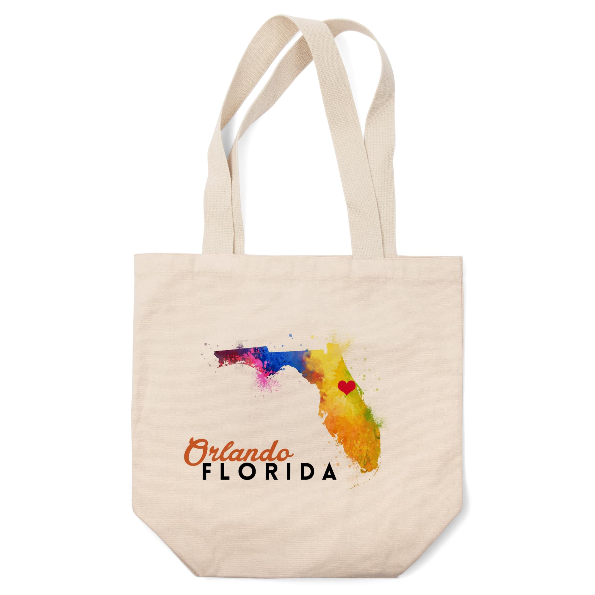 Orlando Florida State Abstract Tote Bag - 100% Cotton Canvas Reusable Shopping Bag for Groceries, Beach & Travel