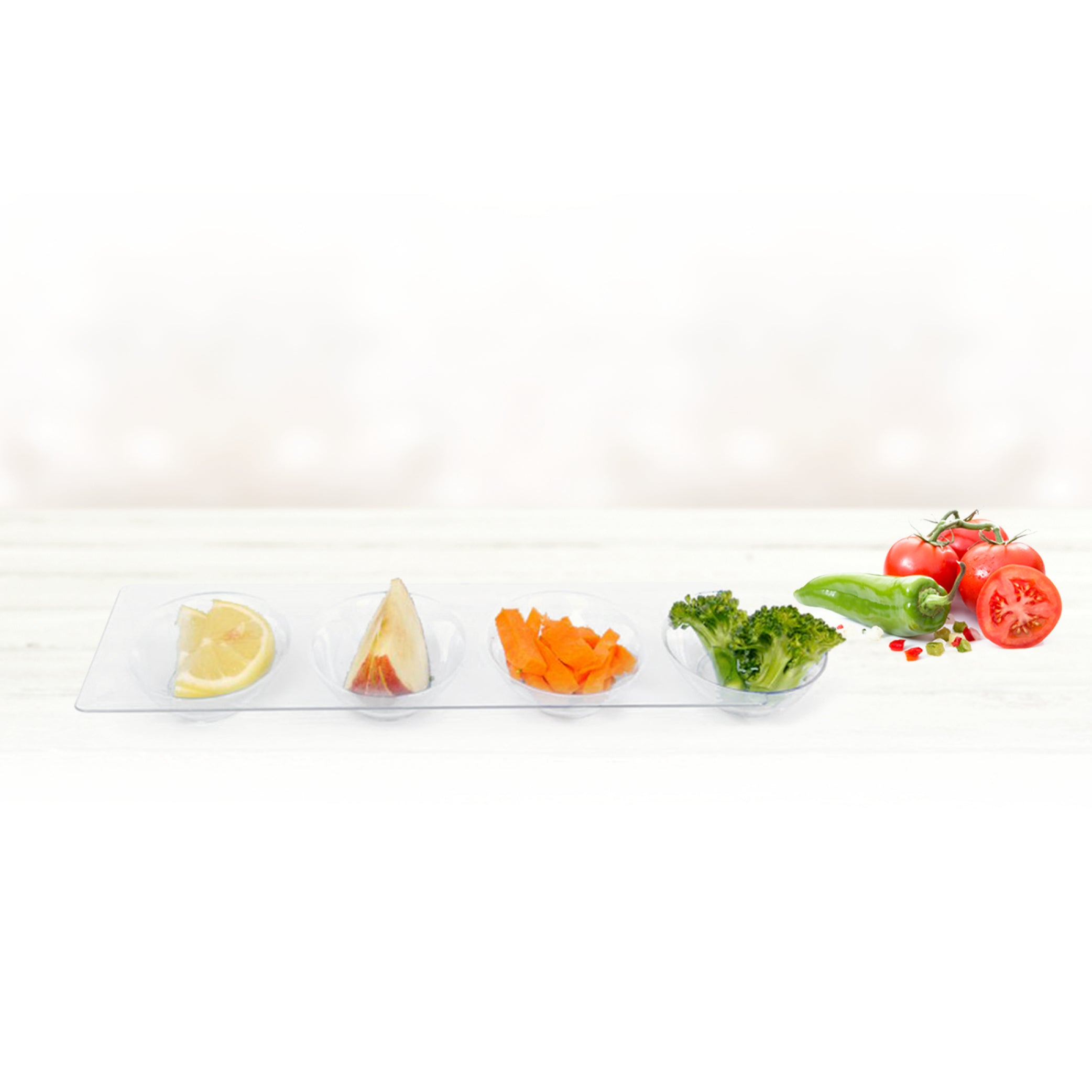 Clear Plastic Mini Appetizer Serving Trays - Set of 5 Small Disposable Plates for Party, Wedding, Baby Shower & Holiday Events - Perfect for Finger Foods, Desserts & Hors d'Oeuvres