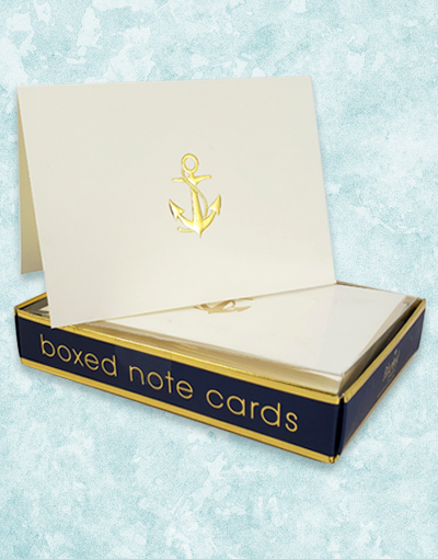Anchors Aweigh Embossed Note Cards Set - Premium Nautical Thank You Cards for Weddings, Parties & Gifts - Elegant Stationery for Navy Lovers & Sailor-Themed Events