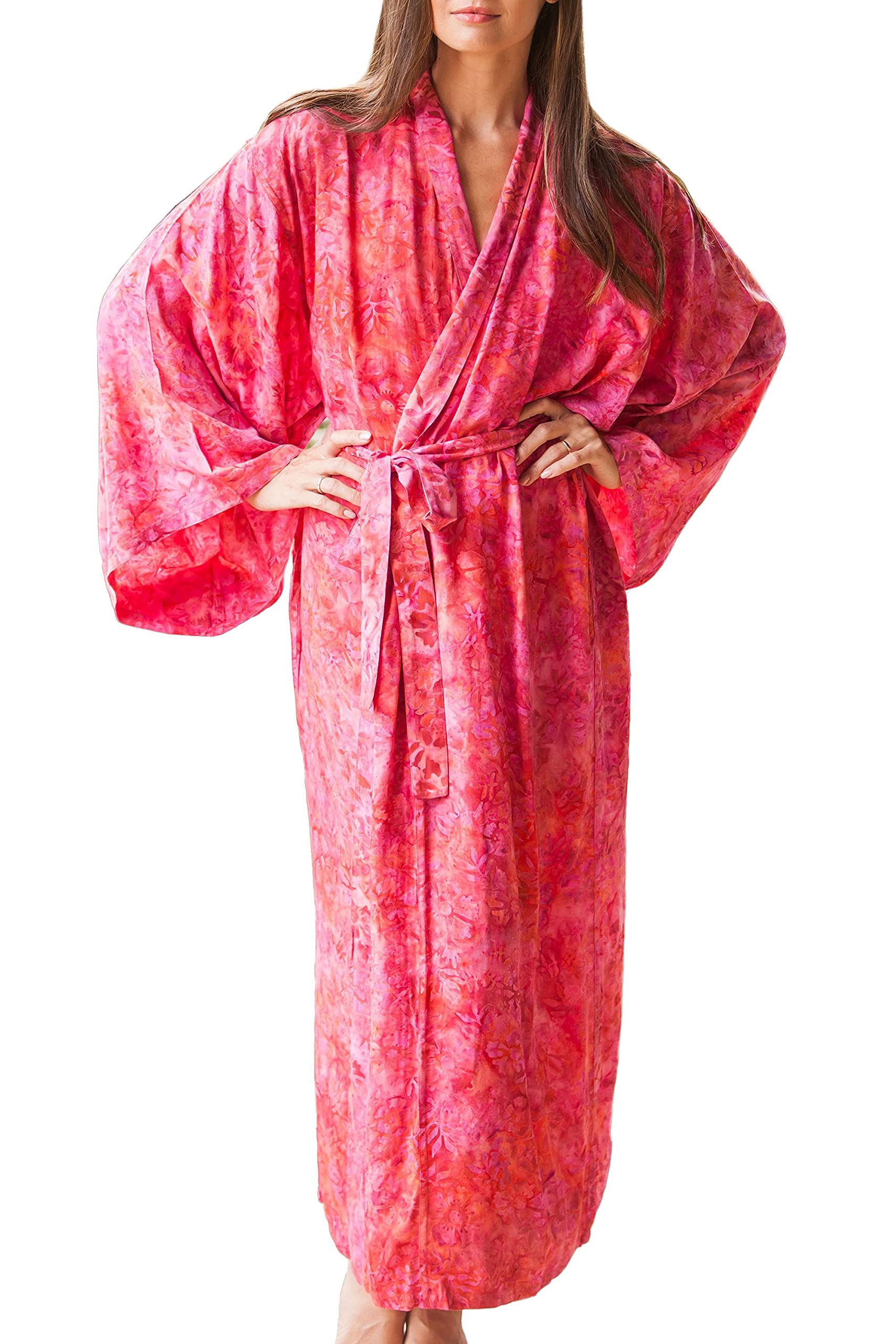 Handmade Batik Rayon Robe by NOVICA | Lightweight & Comfortable Women's Kimono | Perfect for Beach Cover-Up, Yoga, and Summer Evenings