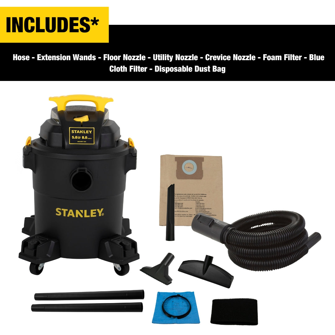 Stanley SL18116P 4 Peak HP 6 Gallon Wet Dry Vacuum Cleaner - Powerful Suction for Home, Garage, Workshop & Car Cleaning