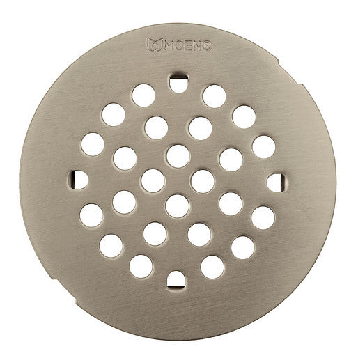 Moen 4 1/4 Inch Snap-In Shower Drain Cover in Brushed Nickel (Model 101663BN) - Perfect for Bathroom Remodeling and Leak Prevention