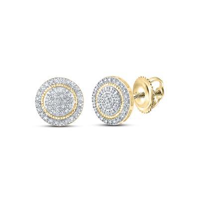 10K Gold Men's Diamond Stud Earrings 1/4 CTW - Classic Round Cut Diamond Earrings for Men - Perfect for Weddings, Anniversaries & Gifts