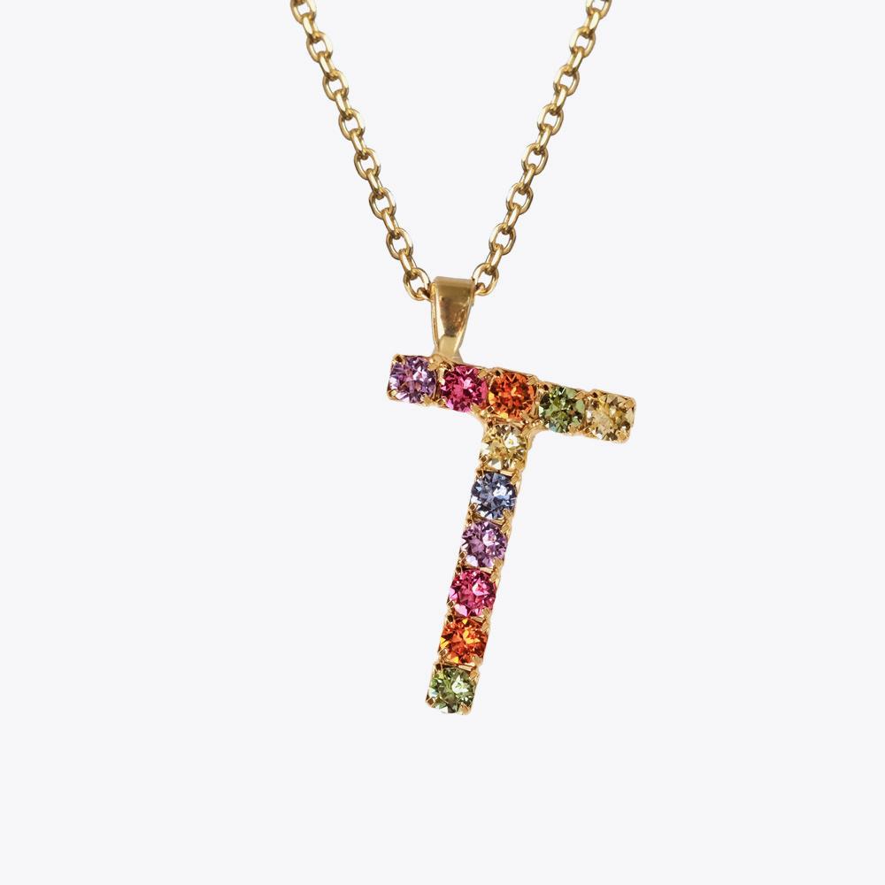 Personalized Letter Necklace - Custom Initial Pendant with Rainbow Charm for Women & Girls | Gift for Birthday, Valentine's Day, Graduation | Layered Jewelry for Everyday Wear & Special Occasions