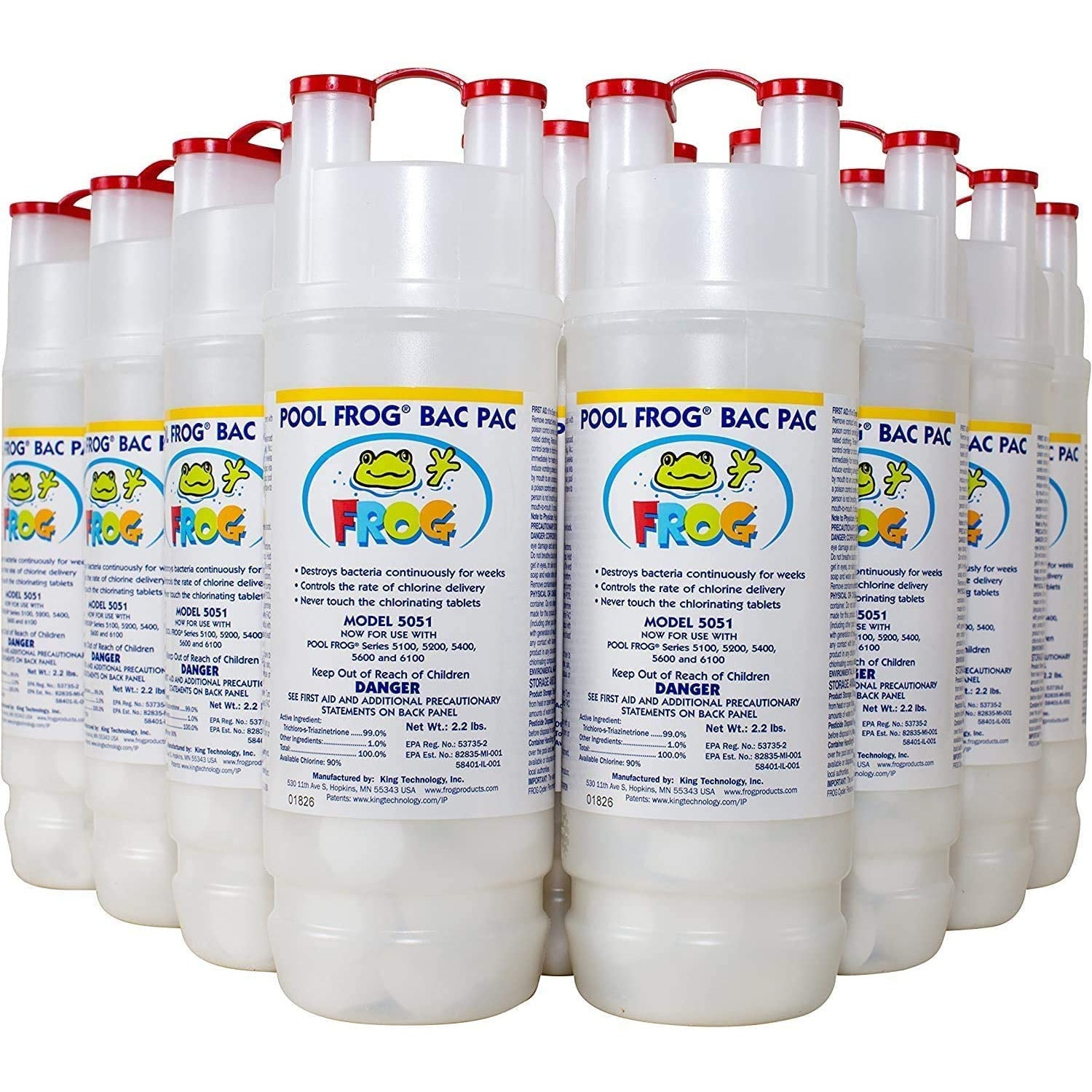 FROG Bac Pac Pool Chlorine Tablets 12 Pack - 3-Inch Slow Dissolving Chlorine for Swimming Pools, Spas & Hot Tubs | Keeps Water Clean & Clear All Season
