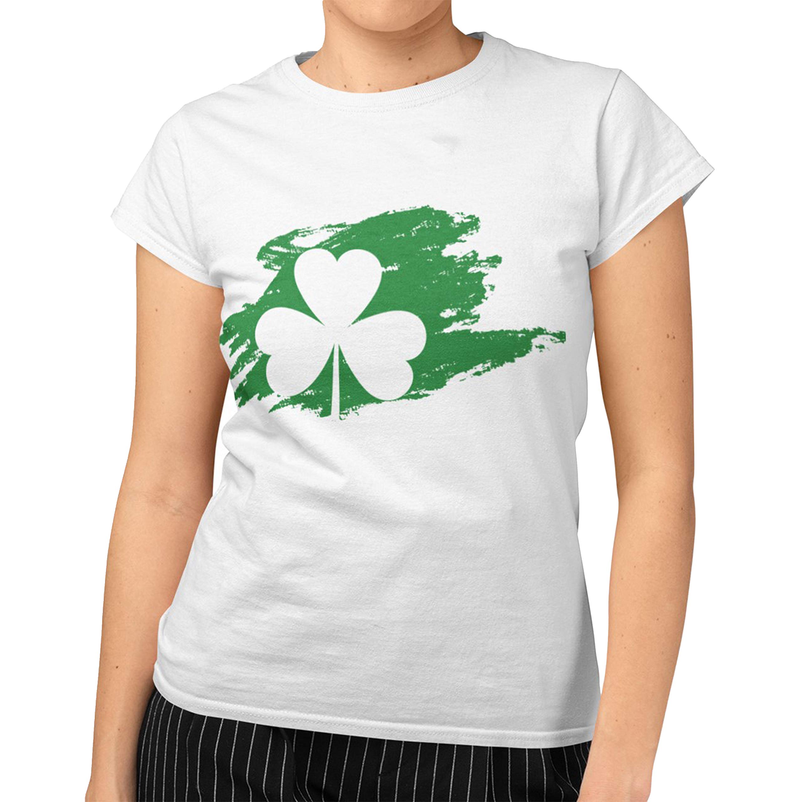 Women's St. Patrick's Day T-Shirt - Irish Shamrock Clover Graphic Print Top for Holiday Parties & Festive Outfits