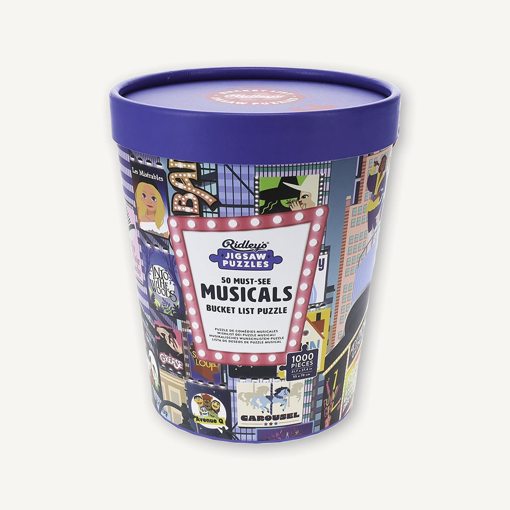 50 Must-See Musicals Bucket List - 1000 Piece Jigsaw Puzzle for Adults | Broadway Theater Lovers Gift | Family Game Night & Home Decor