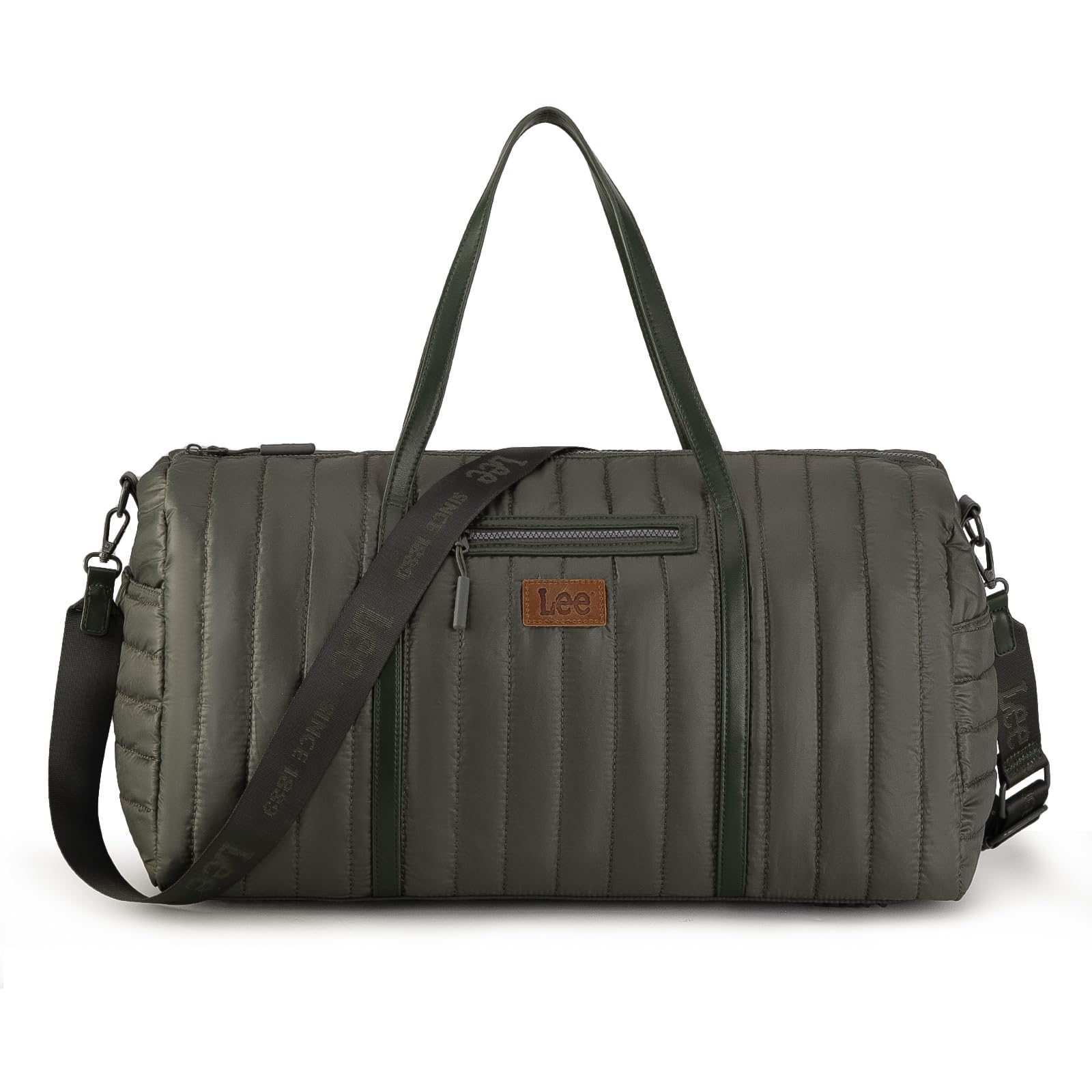 Lee Women's Quilted Travel Duffel Bag - Large Lightweight Weekender Gym Bag with Adjustable Strap, Water-Resistant Overnight Carry On (LEE49-001DGN) - Perfect for Travel, Sports, Gym, Airplane & Hospital Use