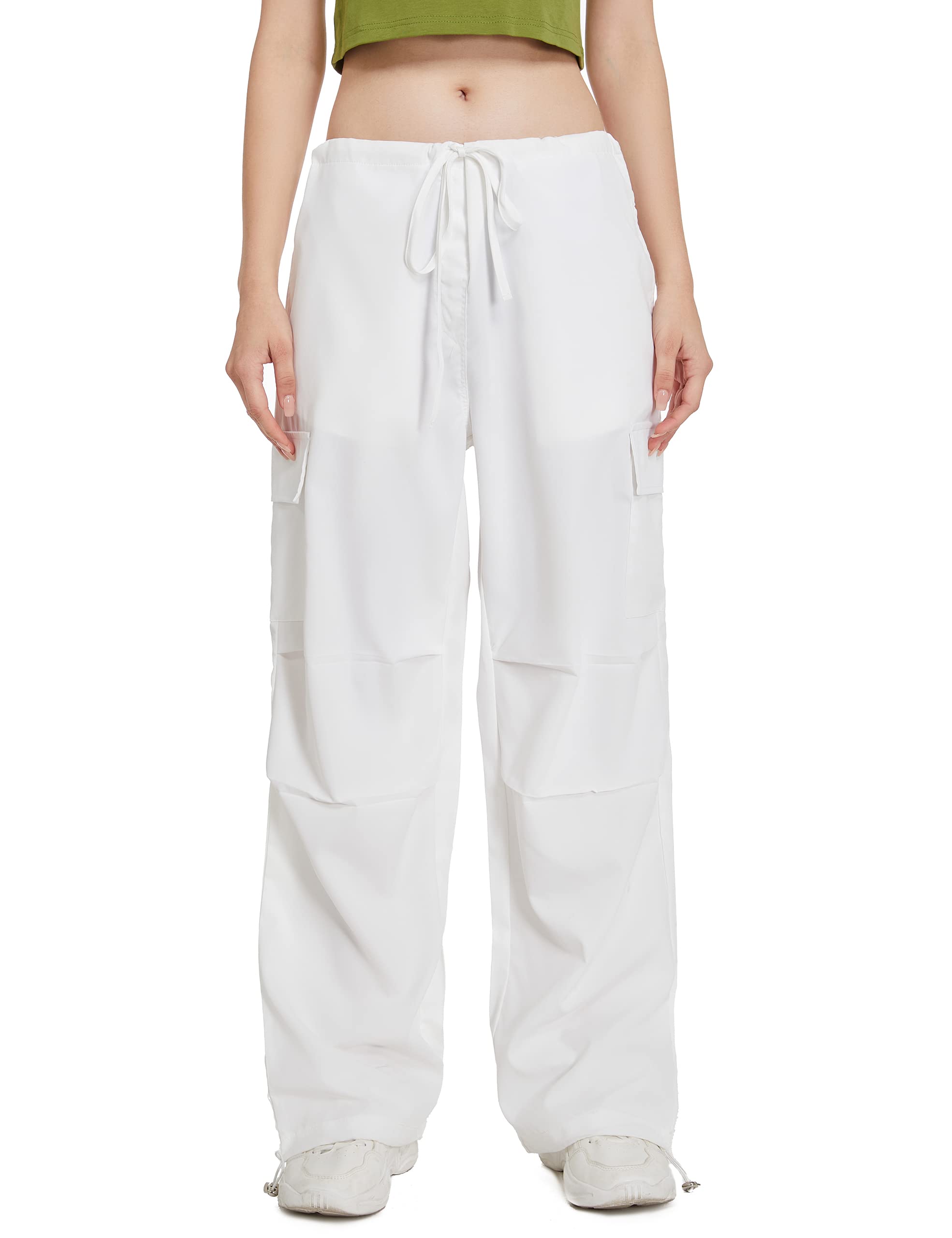 Trendy Y2K Low Waist Wide Leg Parachute Pants for Women - Loose Fit Casual Pants | 2023 Fashion | Perfect for Streetwear, Retro Outfits & Everyday Comfort