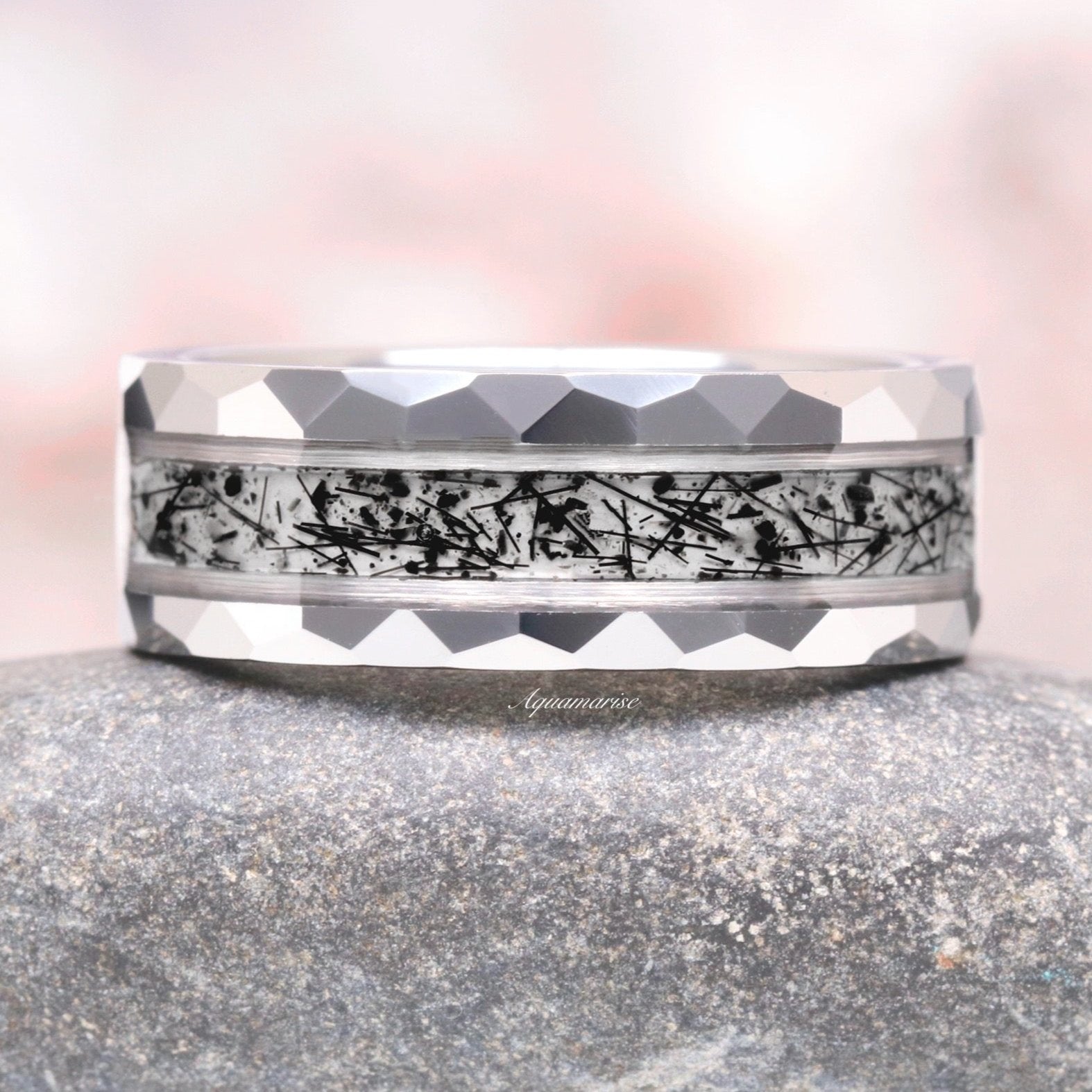 8MM Tungsten Rutilated Quartz Wedding Band for Men & Women - Durable & Elegant Ring for Engagement, Anniversary, and Everyday Wear