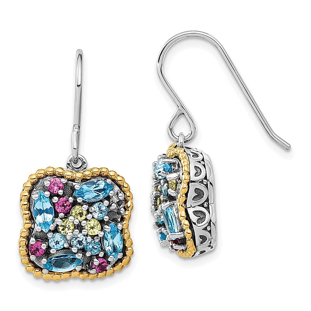 14K Gold Accented 925 Sterling Silver Multi-Gemstone Drop Dangle Chandelier Earrings for Women | Elegant Fine Jewelry Gift for Her | Perfect for Weddings, Parties & Special Occasions