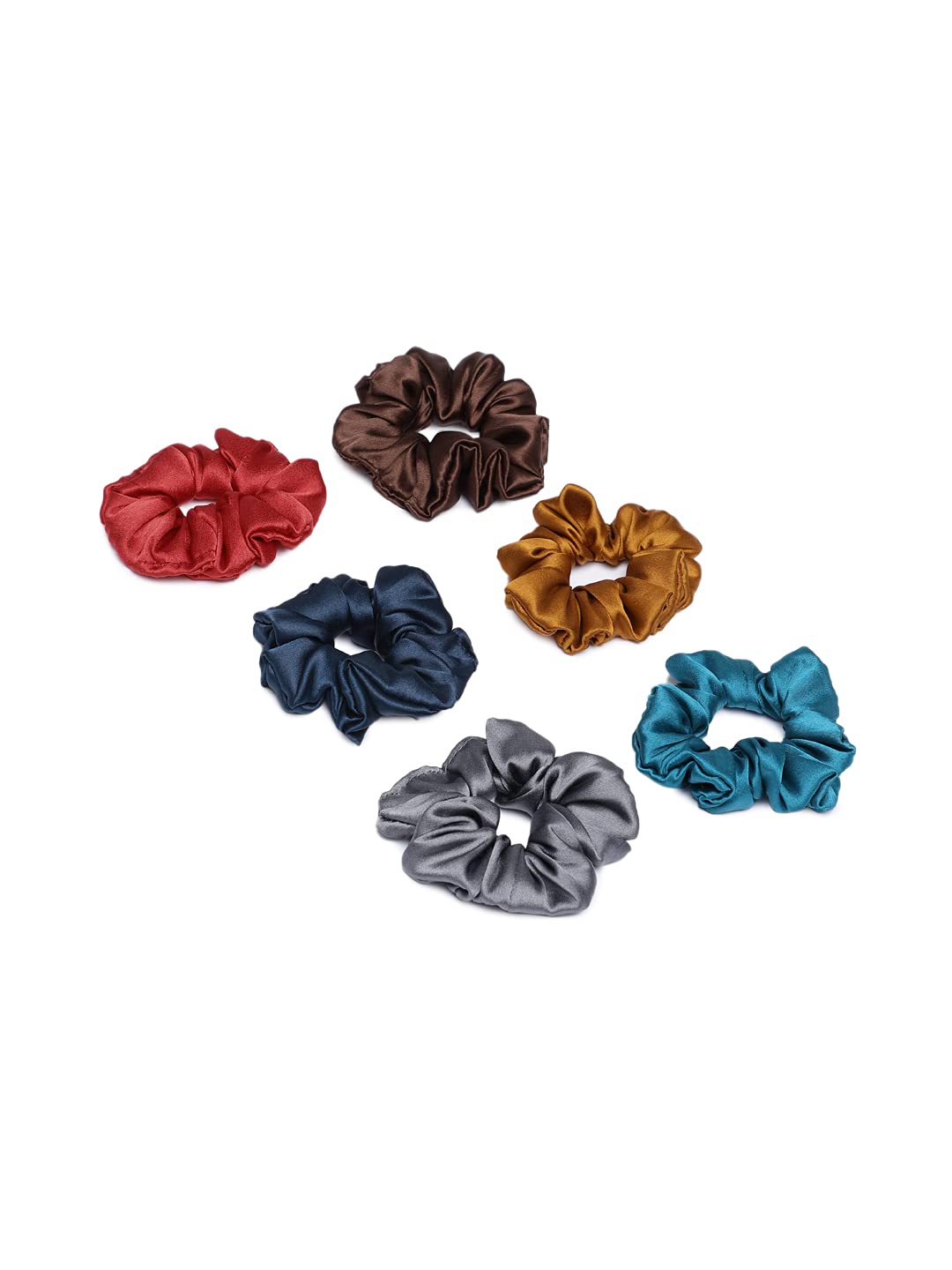 Accessher 6 Pack Satin Silk Scrunchies for Women - Soft Hair Bands & Stylish Hair Accessories - Perfect for Workouts, Office, and Everyday Use