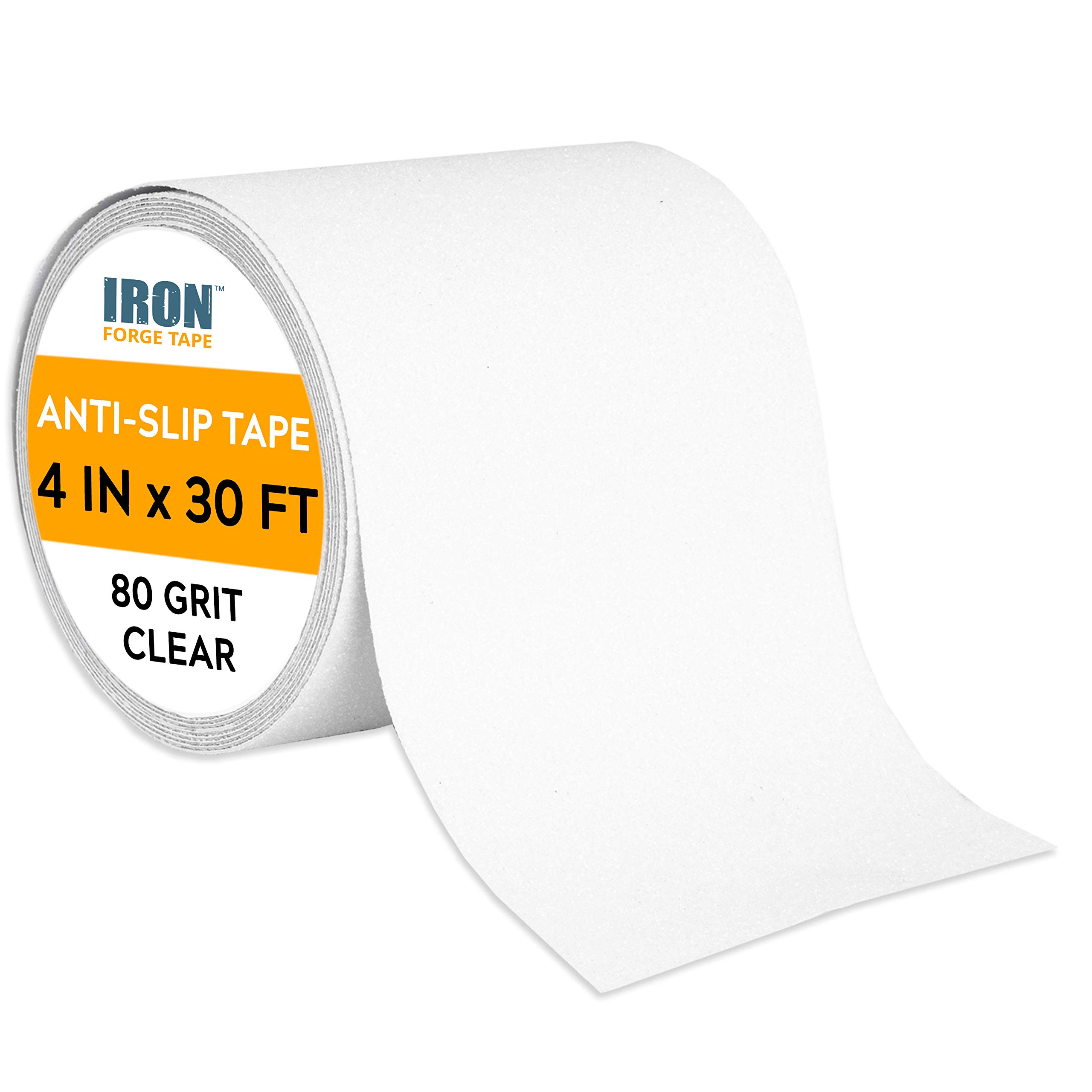 Non-Slip Grip Tape - 4 Inch x 30 Foot, 80 Grit Clear Anti-Slip Tape for Stairs, Ramps, Floors & Work Surfaces - Heavy Duty Safety Grip for Indoor/Outdoor Use