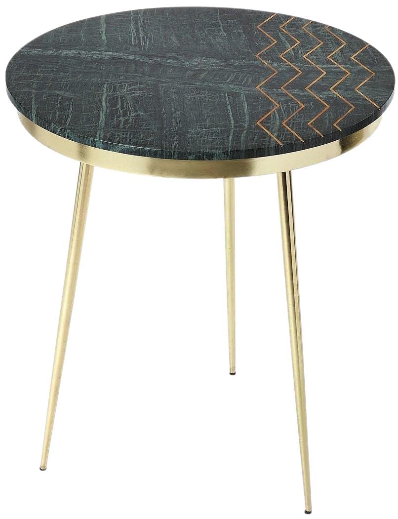 Green Butler Specialty Hollings Marble and Brass Accent Table - Elegant Living Room Side Table for Home Decor