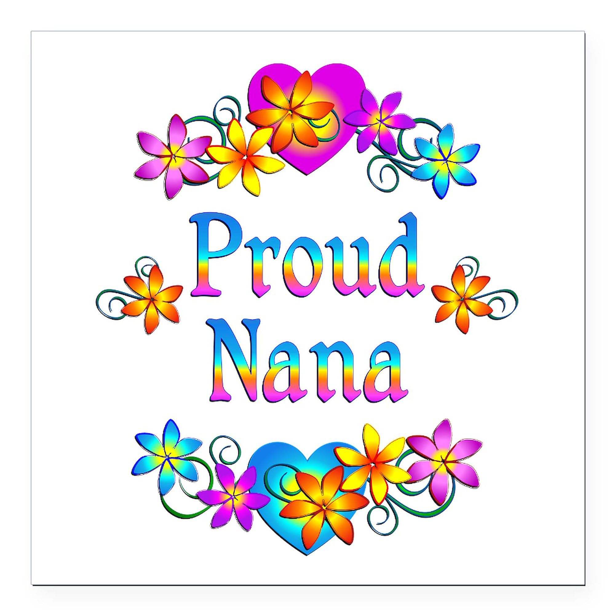 Proud Nana Flowers 3x3 Inch Square Car Magnet - Strong Magnetic Bumper Display for Grandparents - Perfect for Cars, Trucks & Metal Surfaces - Show Your Love While Driving