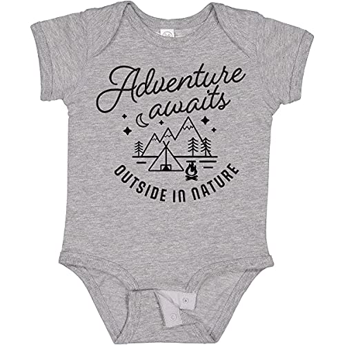Inktastic Adventure Awaits Outside in Nature with Tent and Baby Bodysuit - Cute Camping Outfit for Infants, Family Outdoor Activities, Nature Exploration Gear