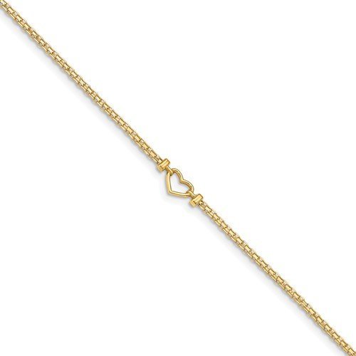 14K Yellow Gold Open Heart Anklet Bracelet - Dainty & Elegant Jewelry for Women, Perfect for Beach, Wedding & Everyday Wear