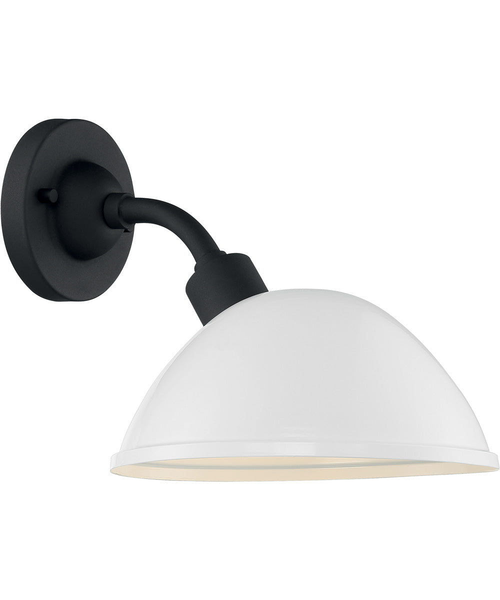 10H South Street 1 Light Outdoor Wall Sconce - Gloss White & Textured Black Finish - Perfect for Porch, Patio, and Garden Lighting