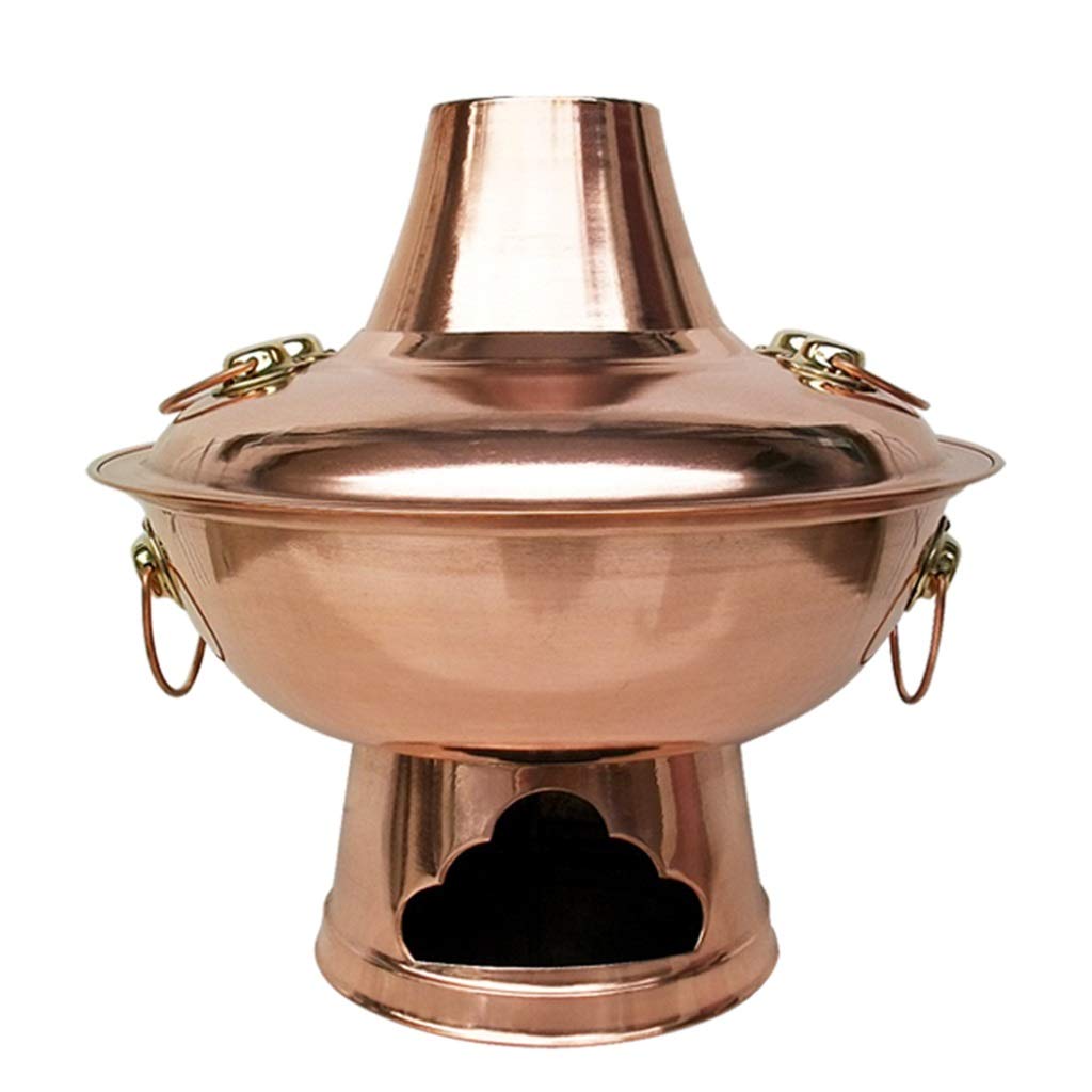 Premium Large Capacity Copper Brown Charcoal Hot Pot - Family & Party Electric Fondue Cooker with Fast Heating & Non-Stick Surface (28x28cm) - Perfect for Indoor Gatherings, Asian Cuisine & Winter Dining