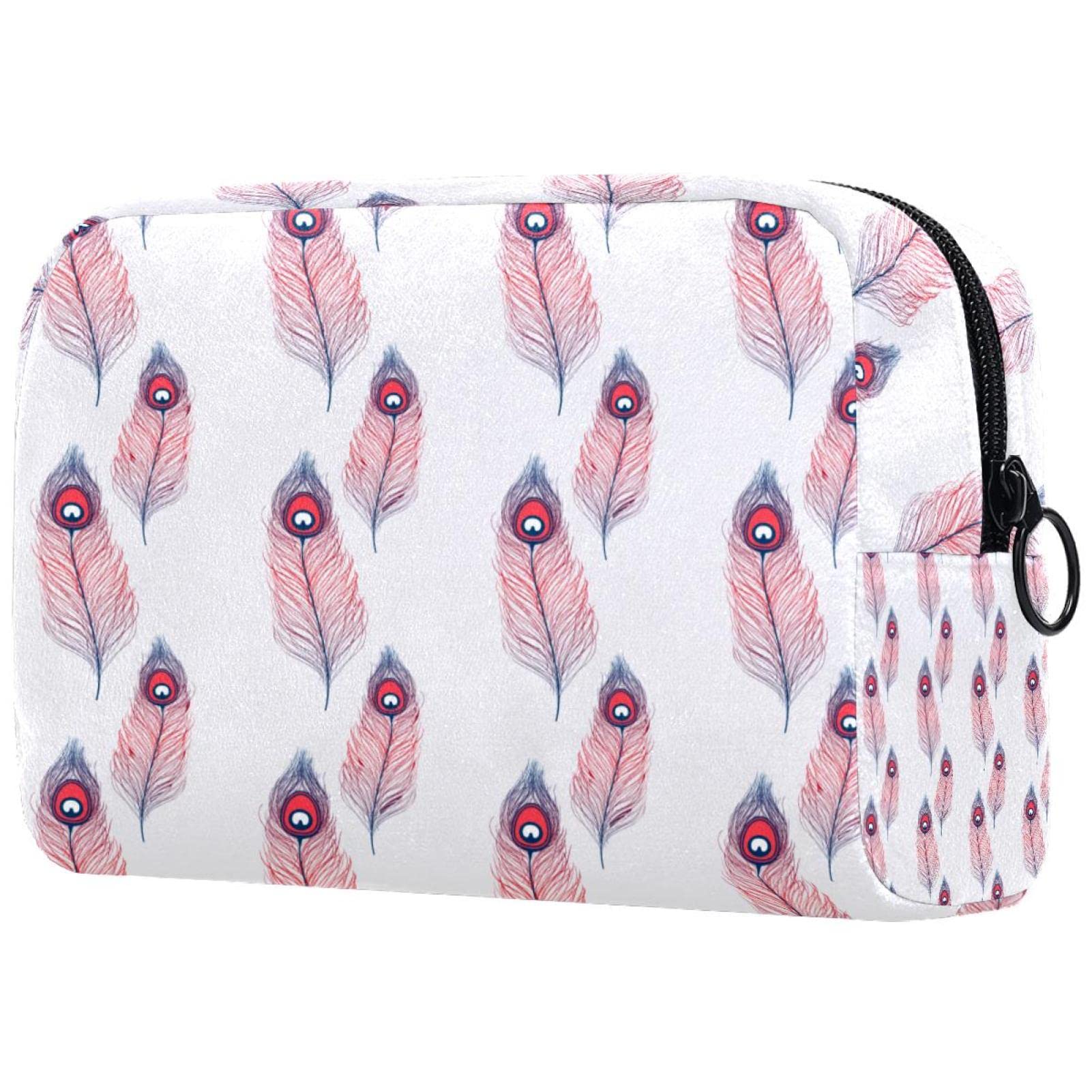 Pink Peacock Print Waterproof Makeup Bag - Travel Cosmetic Case for Toiletries Storage, Business Trip Essentials & Makeup Tools Organizer (Perfect for Vacation, Gym, Daily Use)