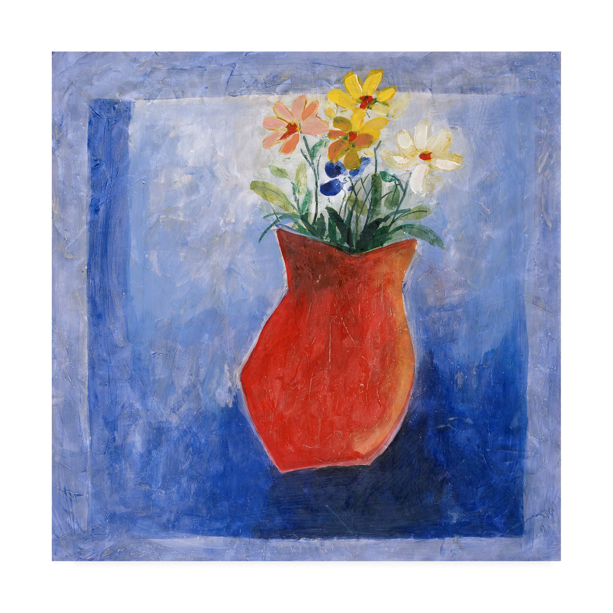 Pablo Esteban Orange Flower Vase - 14x14 Inches Modern Ceramic Home Decor for Living Room, Bedroom & Office | Trademark Fine Art ALI46078-C1414GG