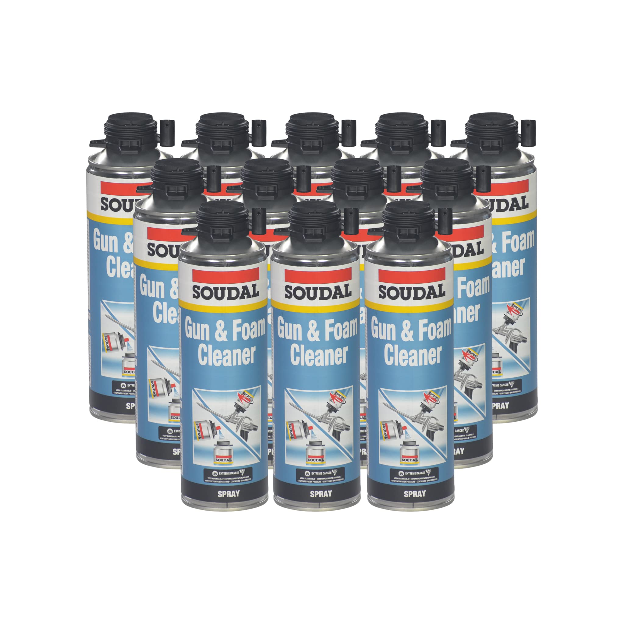 Soudal Spray Foam Gun Cleaner - 12oz (Case of 12) | Removes Uncured Polyurethane Foam | Professional Tool Maintenance for Construction & DIY Projects