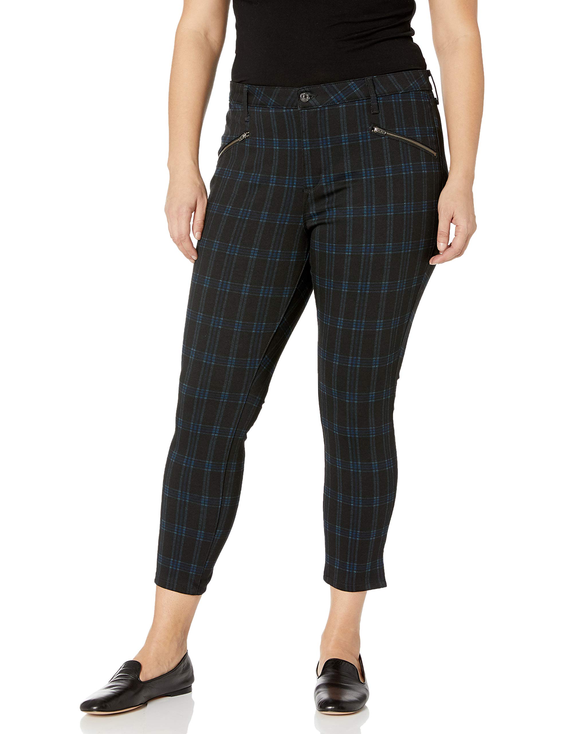 Vintage American Blues Women's Ponte Skinny Pants with Zip Pockets - Slim Fit Stretch Trousers for Work, Office & Casual Wear