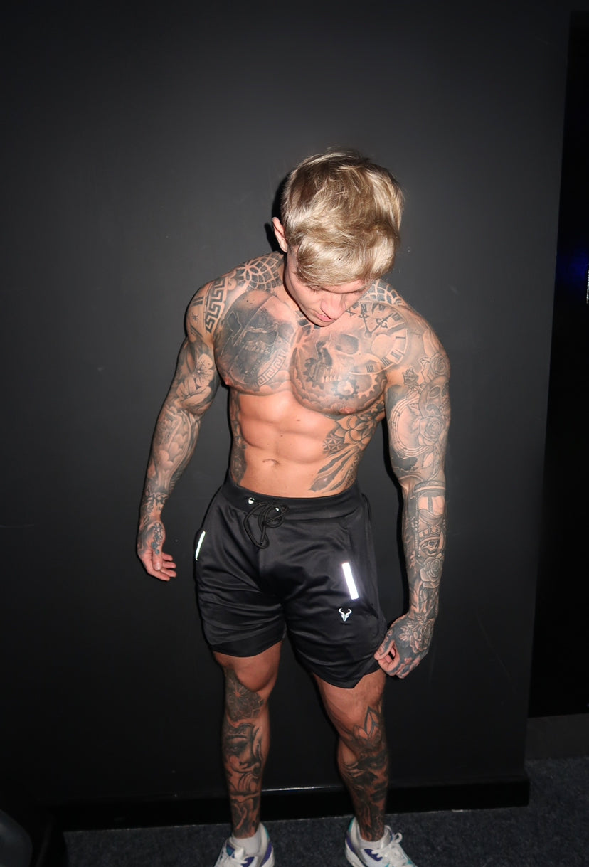 Cerus Black Proctor 2-in-1 Running Shorts with Built-in Liner - Men's Athletic Workout Gym & Training Shorts for Comfortable Jogging, Basketball & Outdoor Sports