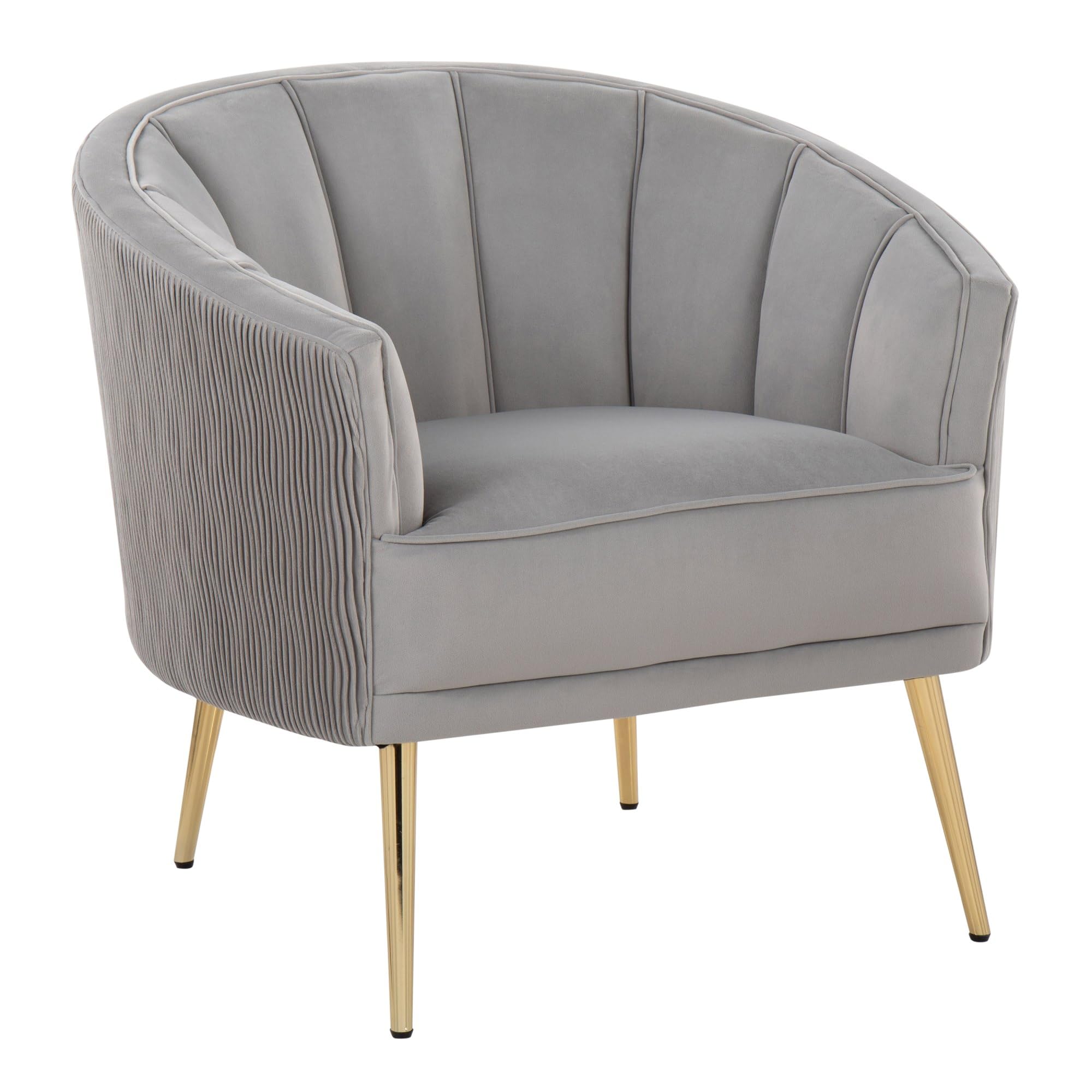 LumiSource Tania Pleated Waves Velvet Accent Chair - Gold Modern Armchair for Living Room & Bedroom - Comfortable Contemporary Lounge Chair for Home Decor, Reading Nook, or Office Space