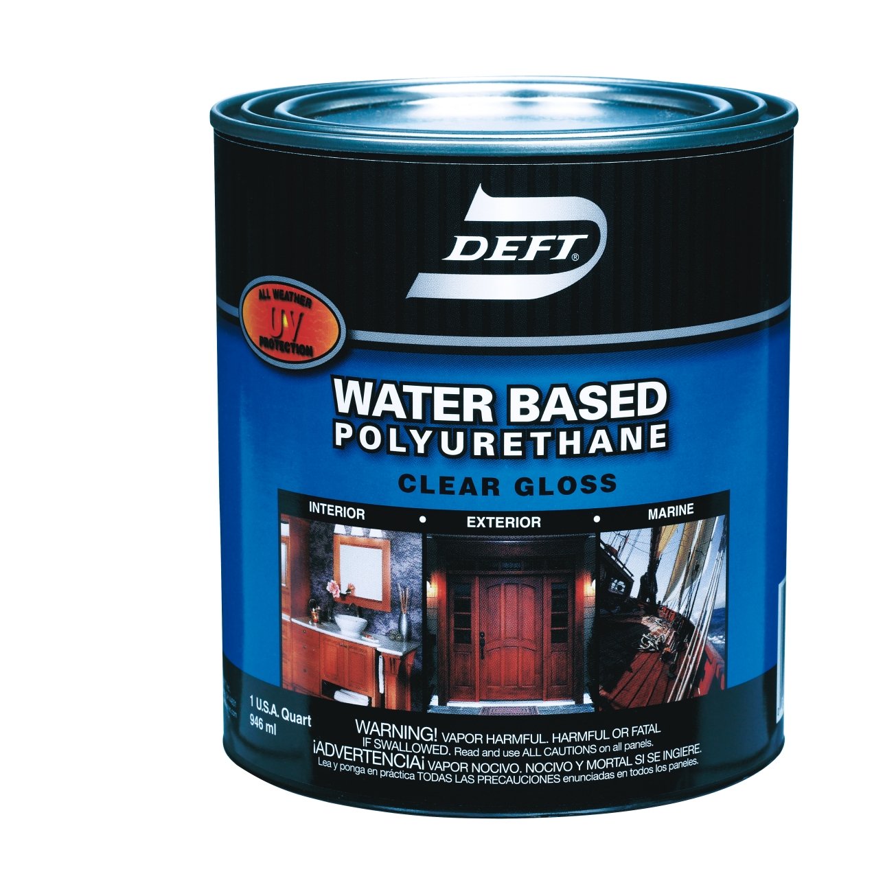 Deft Water-Based Polyurethane Gloss Clear Wood Finish - 1 Quart for Floors, Furniture & Cabinets - Eco-Friendly Waterborne Protective Coating