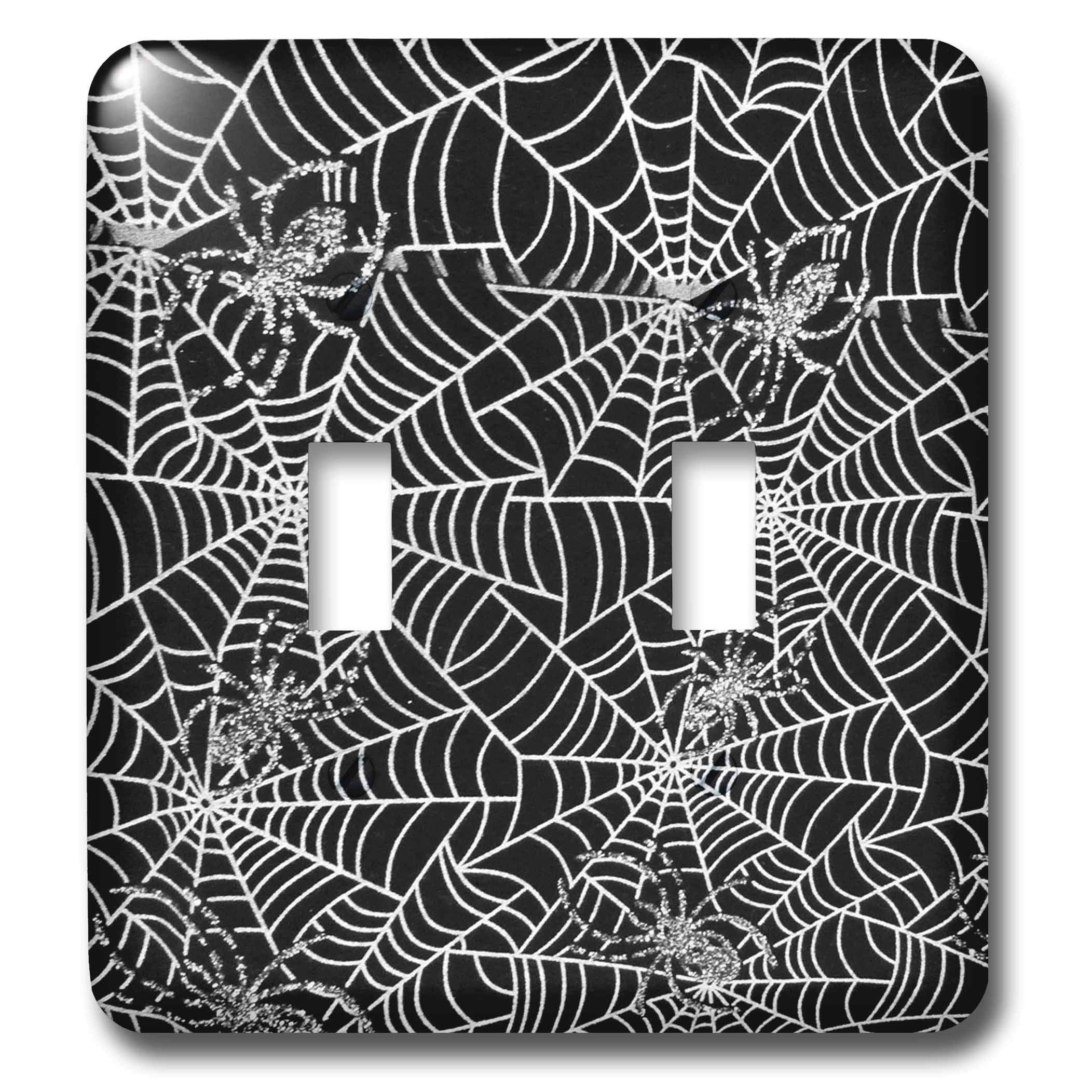 3D Rose Black and White Shiny Spider Web Toggle Switch - Halloween Decor, Gothic Home Accessory, Unique Light Switch Cover for Party & Themed Rooms