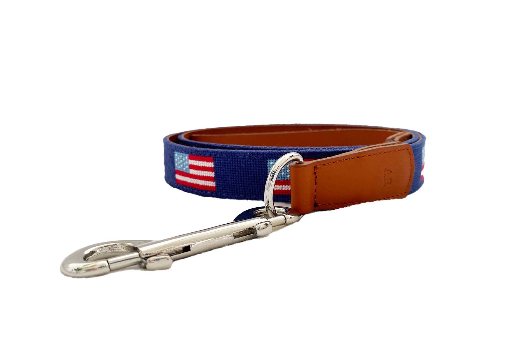 American Flag Needlepoint Dog Leash - Durable & Stylish for Walks, Hiking & Patriotic Events | USA Made Pet Accessory
