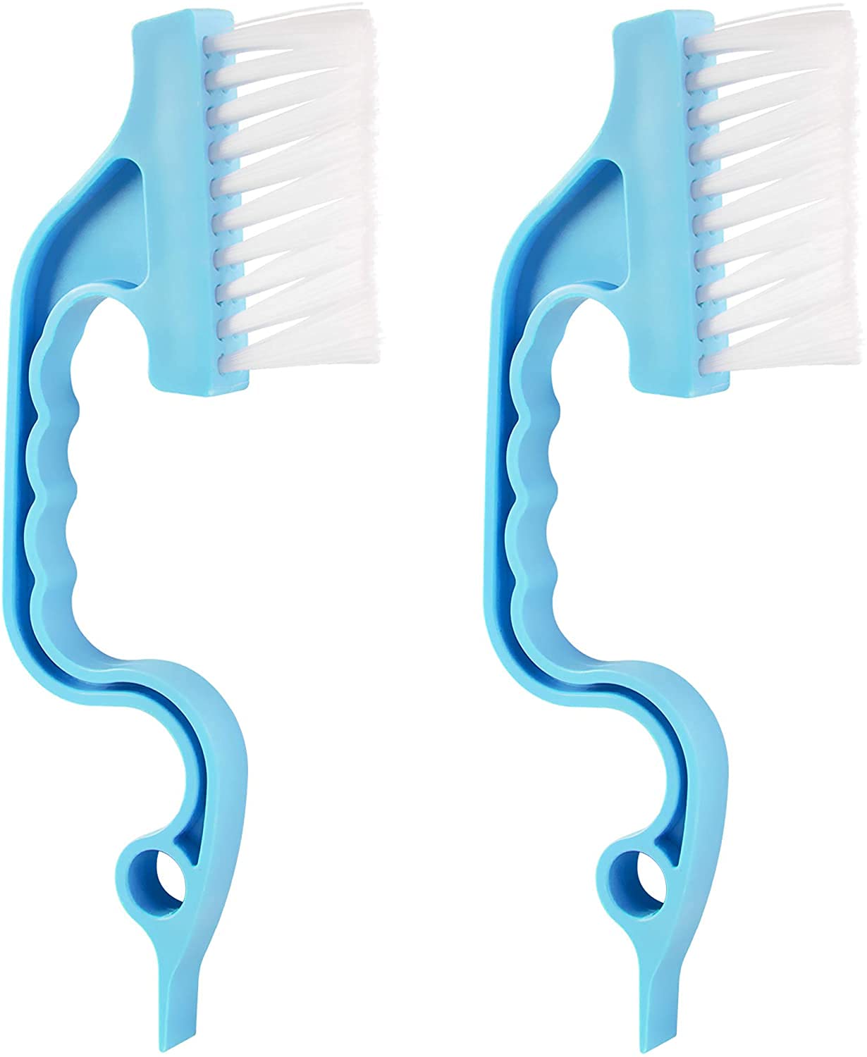 2 Pack Hand-held Groove Gap Cleaning Brushes for Door Tracks, Window Sliders, Kitchen & Bathroom - Durable Blue Design for Efficient Home Cleaning