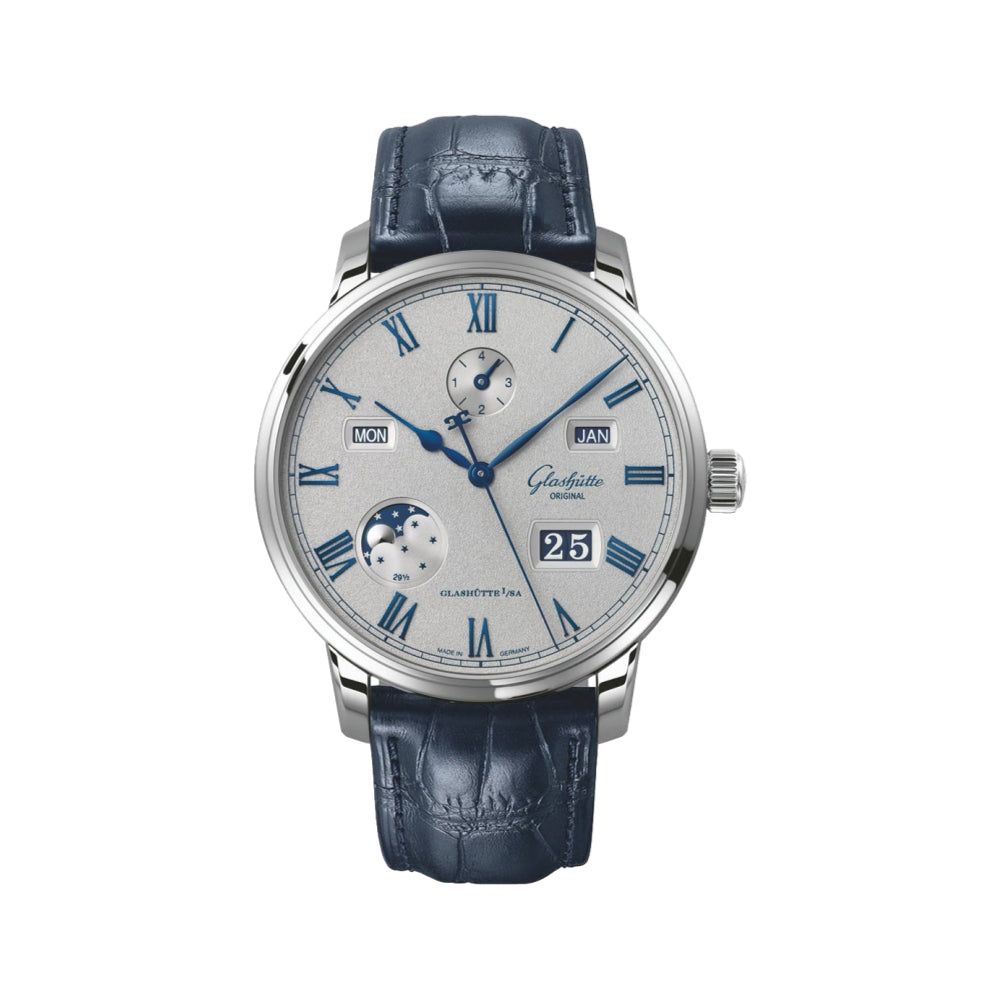 Senator Excellence Perpetual Calendar Watch - 42mm Stainless Steel with Leather Strap | Luxury Dress Watch for Business & Formal Occasions