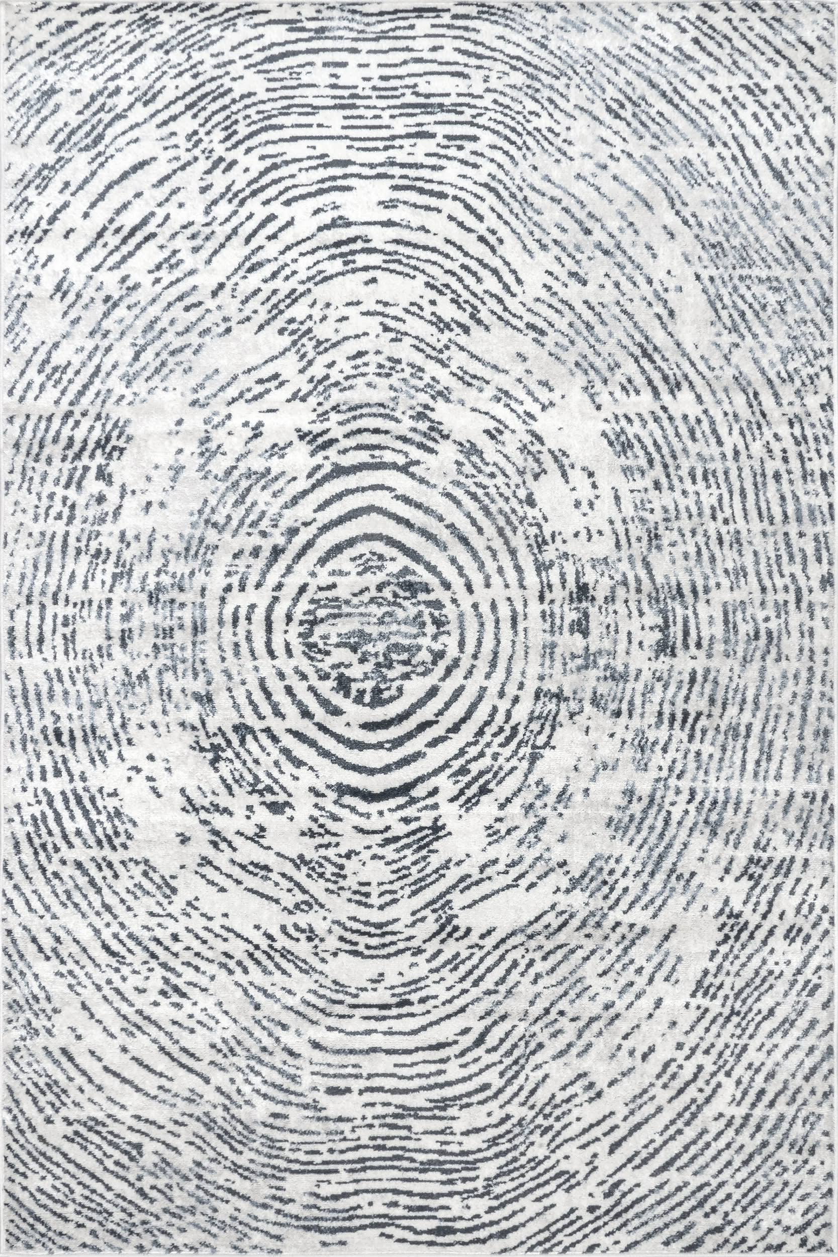 Bianca Abstract Rings Area Rug in Blue - Soft Boho Chic Carpet for Living Room, Bedroom, or Nursery Decor