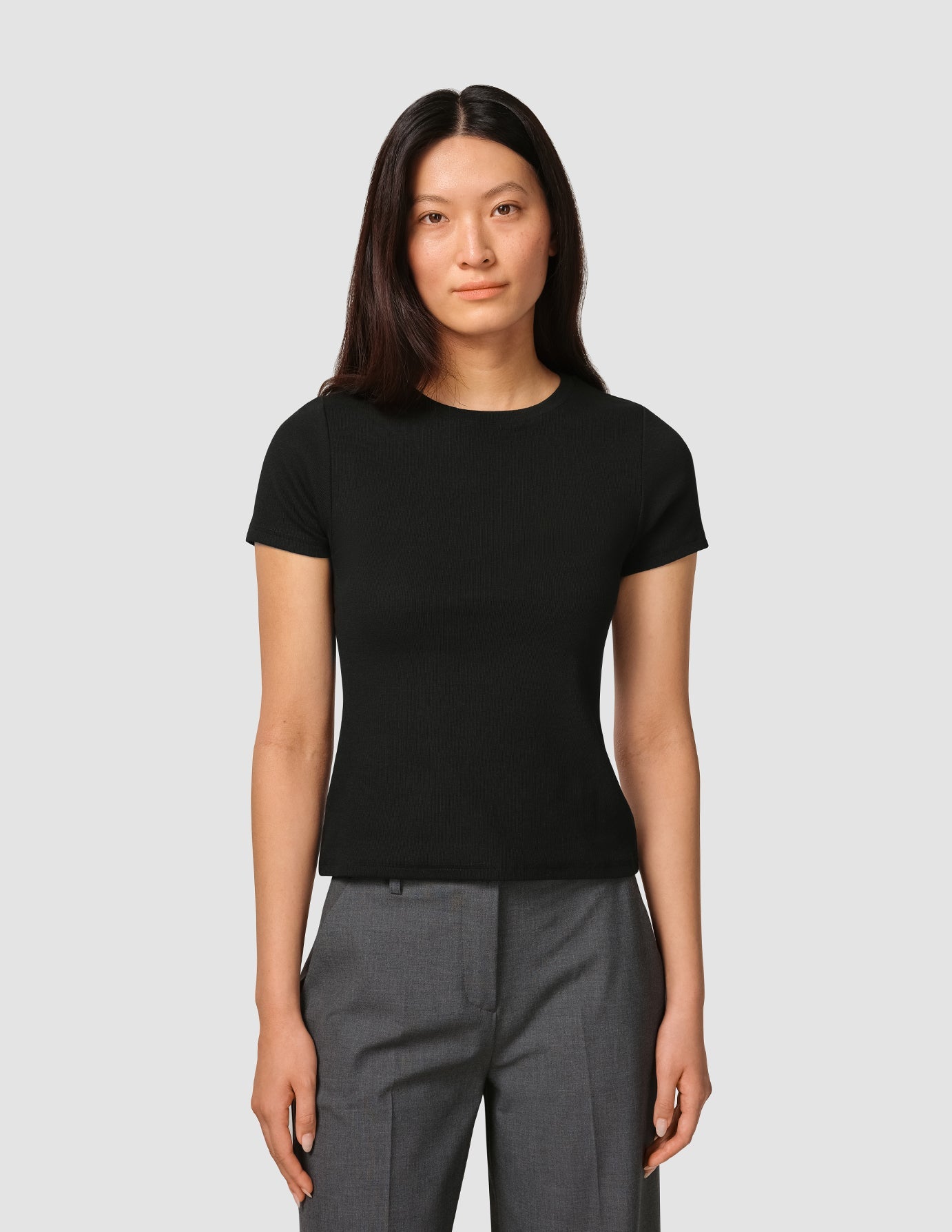 Premium Black Ribbed T-Shirt for Men & Women - Soft Cotton Comfort Fit Tee - Perfect for Casual Wear, Layering & Everyday Outfits