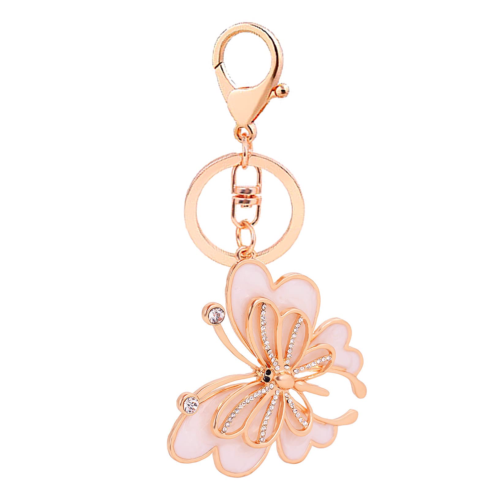 Rose Gold Cute Bag Charm Keychain - Elegant Women's Fashion Accessory for Handbags, Wallets & Keys | Perfect Gift for Ladies, Girls, Teens | Birthday, Valentine's Day, Anniversary Present