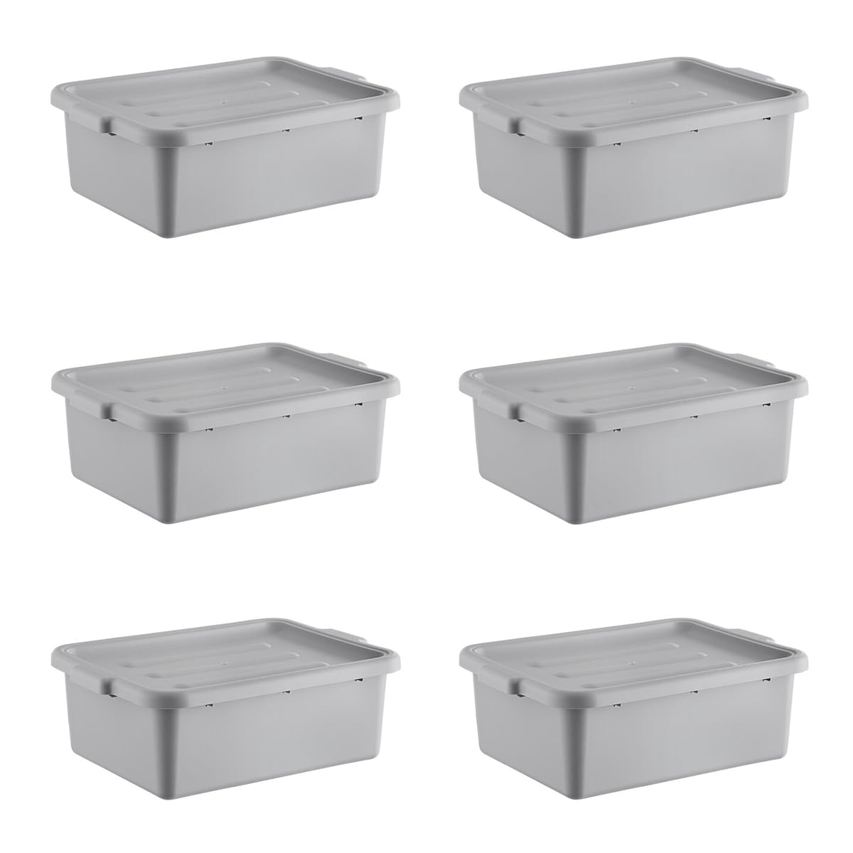 6-Pack Durable Polypropylene Bus Tubs with Lids – Commercial Food Storage & Transport Containers for Restaurants, Catering & Food Service (20