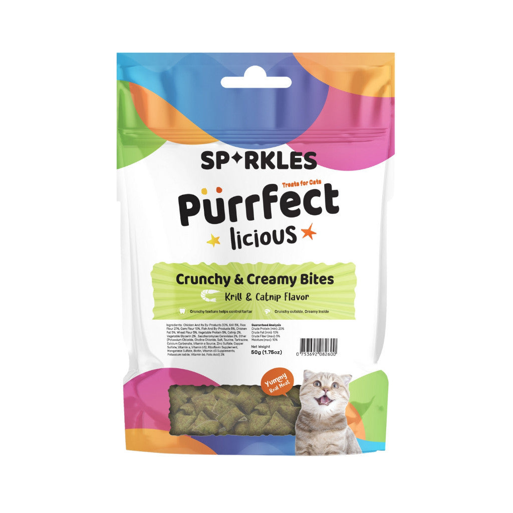 Sparkles Purrfectlicious Cat Treats - Crunchy & Creamy Bites with Real Meat, 12 Natural Flavors, Freeze-Dried & Grain-Free | Perfect for Training, Rewards & Snack Time