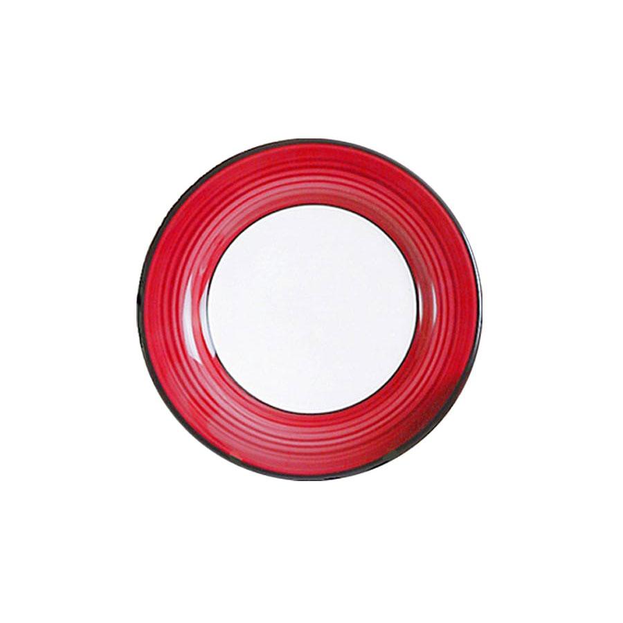 4-Piece Salad Plate Set - White & Red Spree Pattern for Dining, Entertaining & Everyday Use