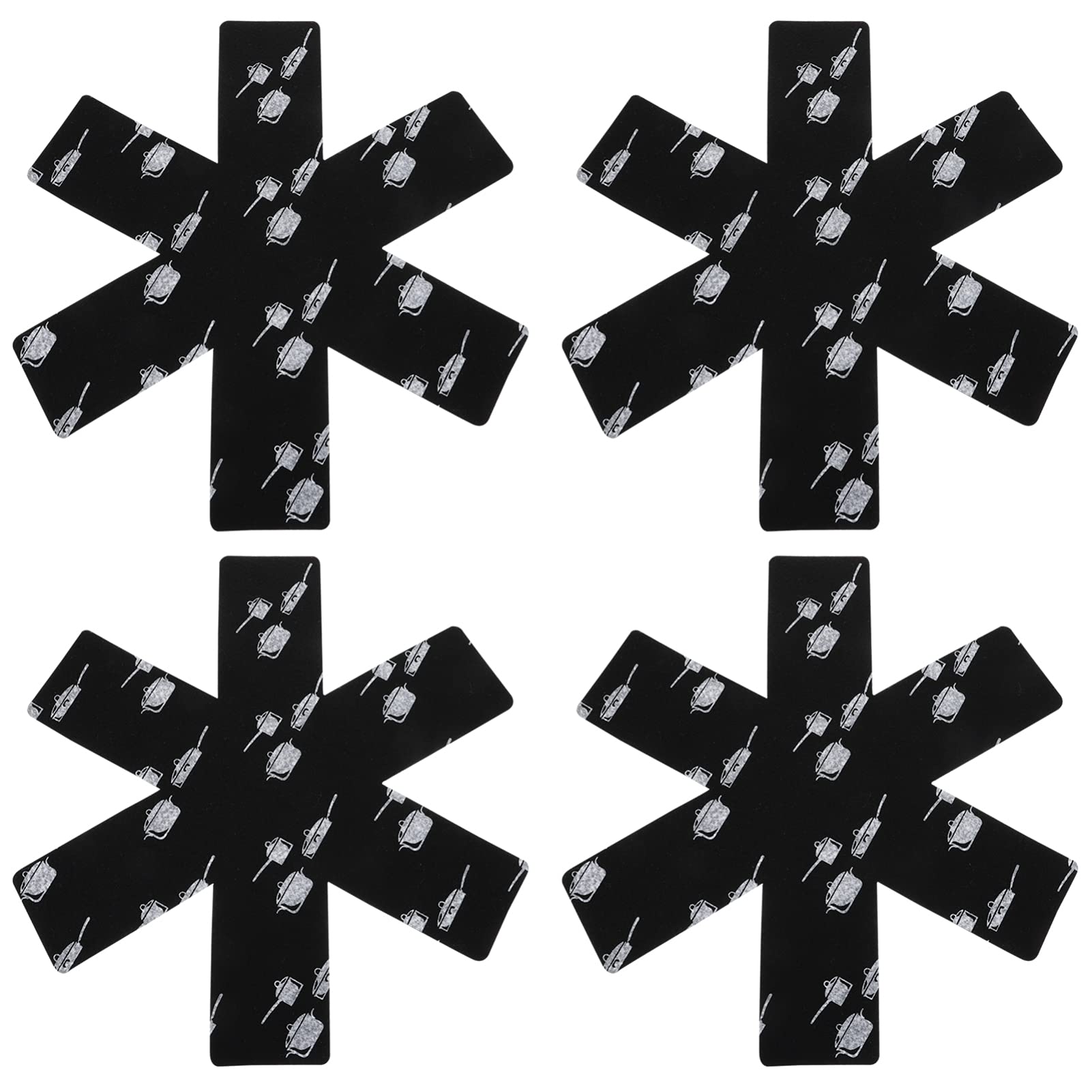 Hemoton 4-Piece Non-Slip Stacking Pan Protectors - Cookware Separator Pads for Pots, Pans & Bowls - Durable Kitchen Organizer Mats (Black) - Perfect for Cabinet Storage & Safe Cookware Stacking