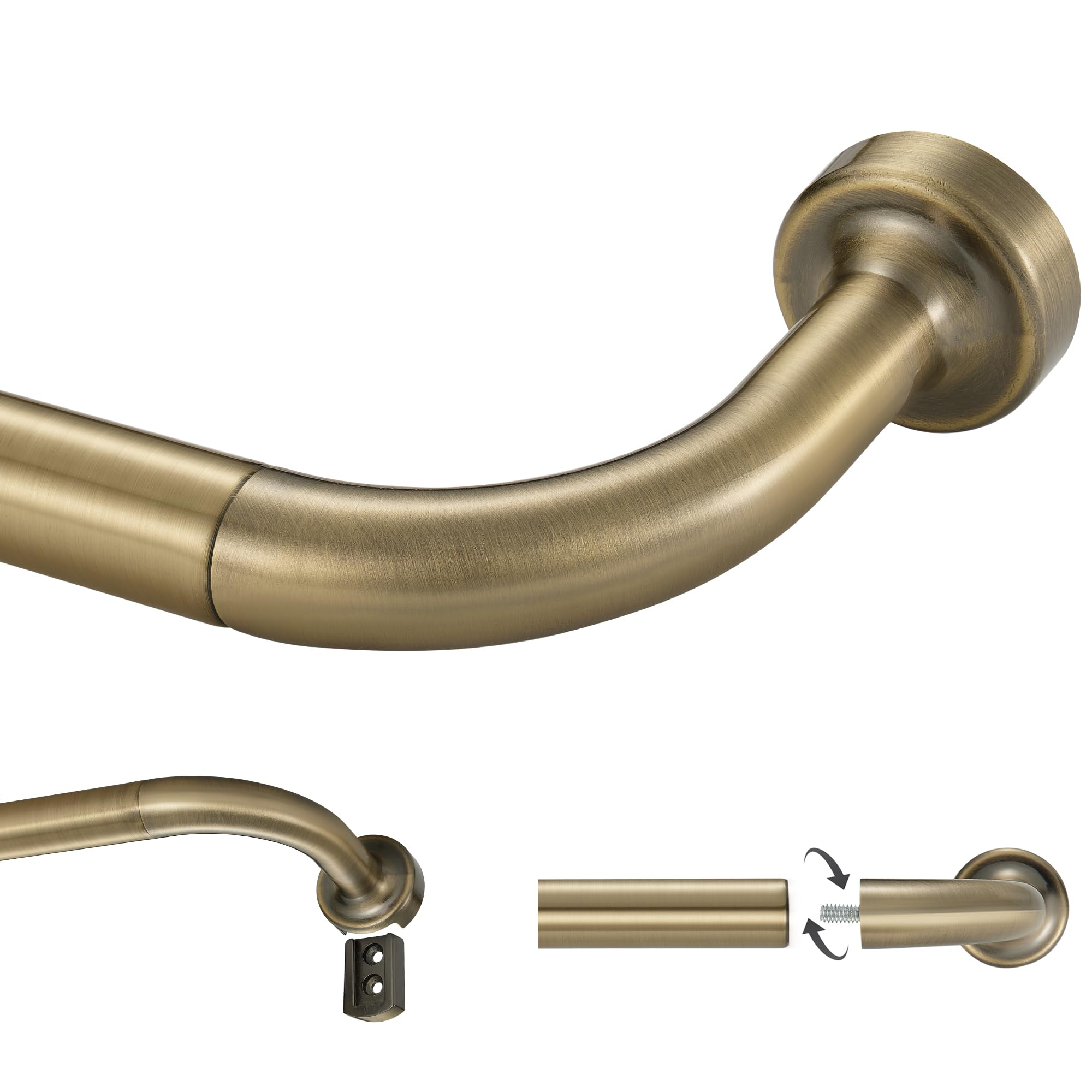 Antique Bronze Curtain Rod 28-150 Inch Adjustable - 1 Inch Diameter Heavy Duty Window Curtain Rod with Aluminum Finials & Brackets - Wrap Around Design for Room Darkening - Perfect for Living Room, Bedroom, Home Theater Blackout