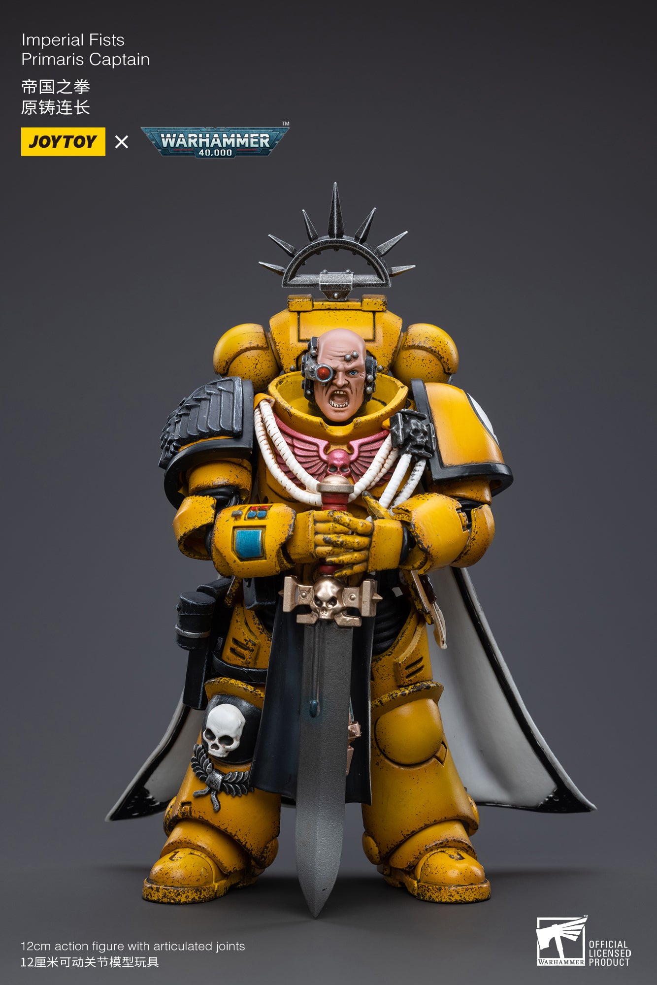 JOYTOY 1/18 Scale Warhammer 40K Imperial Fists Primaris Captain Alros Lysigal Action Figure - Collectible Model for Tabletop Gaming & Display