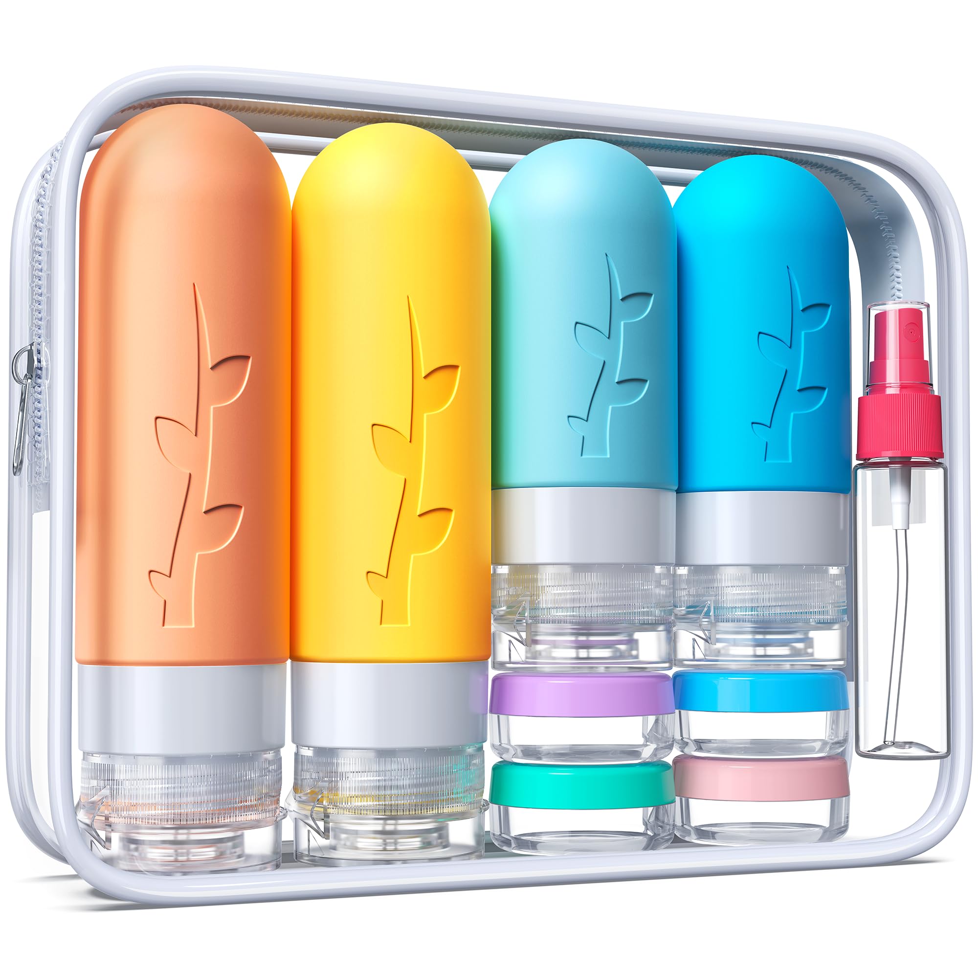 18-Piece TSA Approved Silicone Travel Bottles Set - Leakproof & Refillable Toiletry Containers for Shampoo, Lotion & Cosmetics | Perfect for Air Travel, Gym & Vacation Essentials
