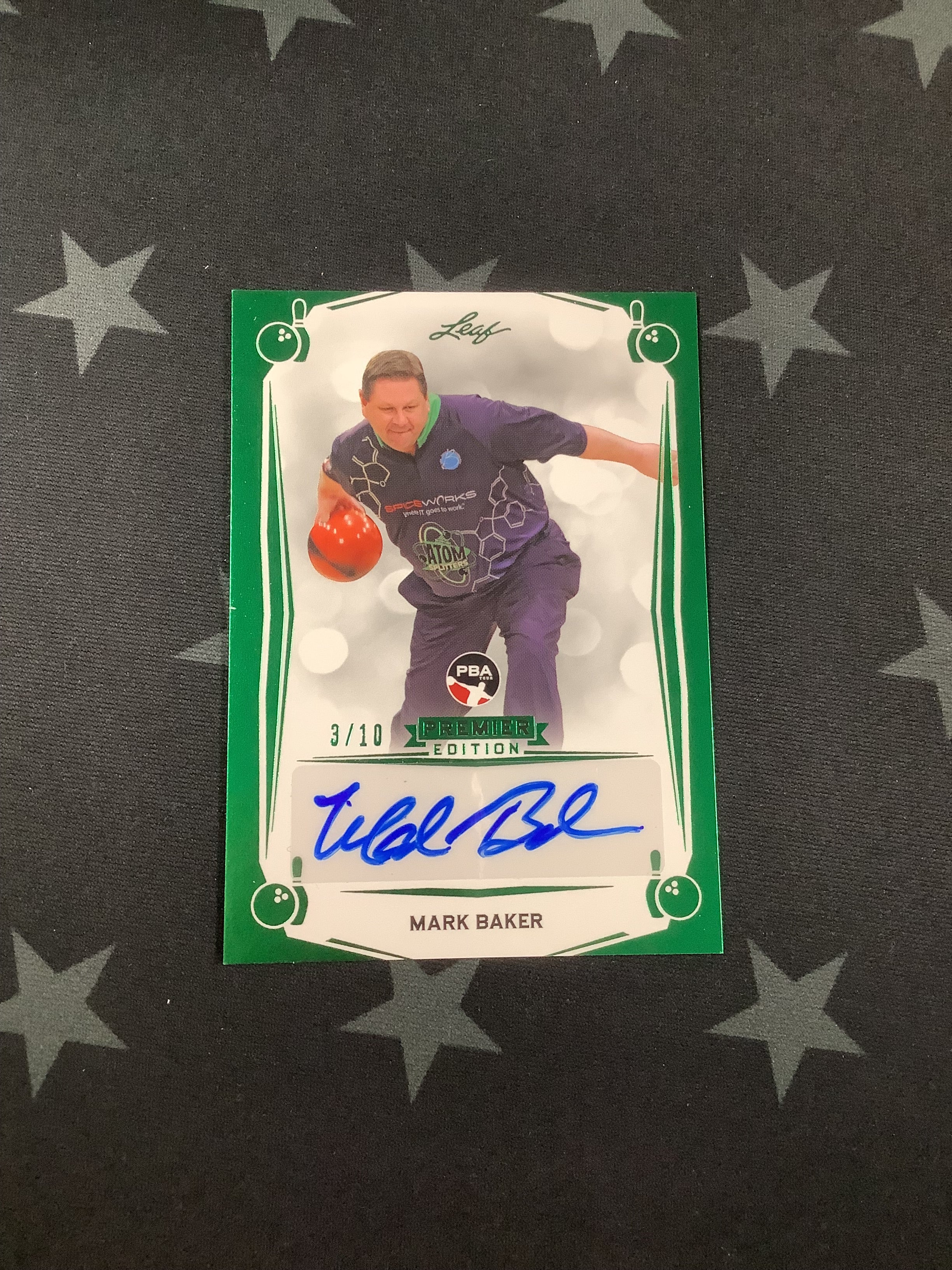 2023 Leaf Premier Edition PBA Mark Baker Autographed Card #3/10 Green - Rare Collectible for Bowling Memorabilia Enthusiasts & Sports Card Investors