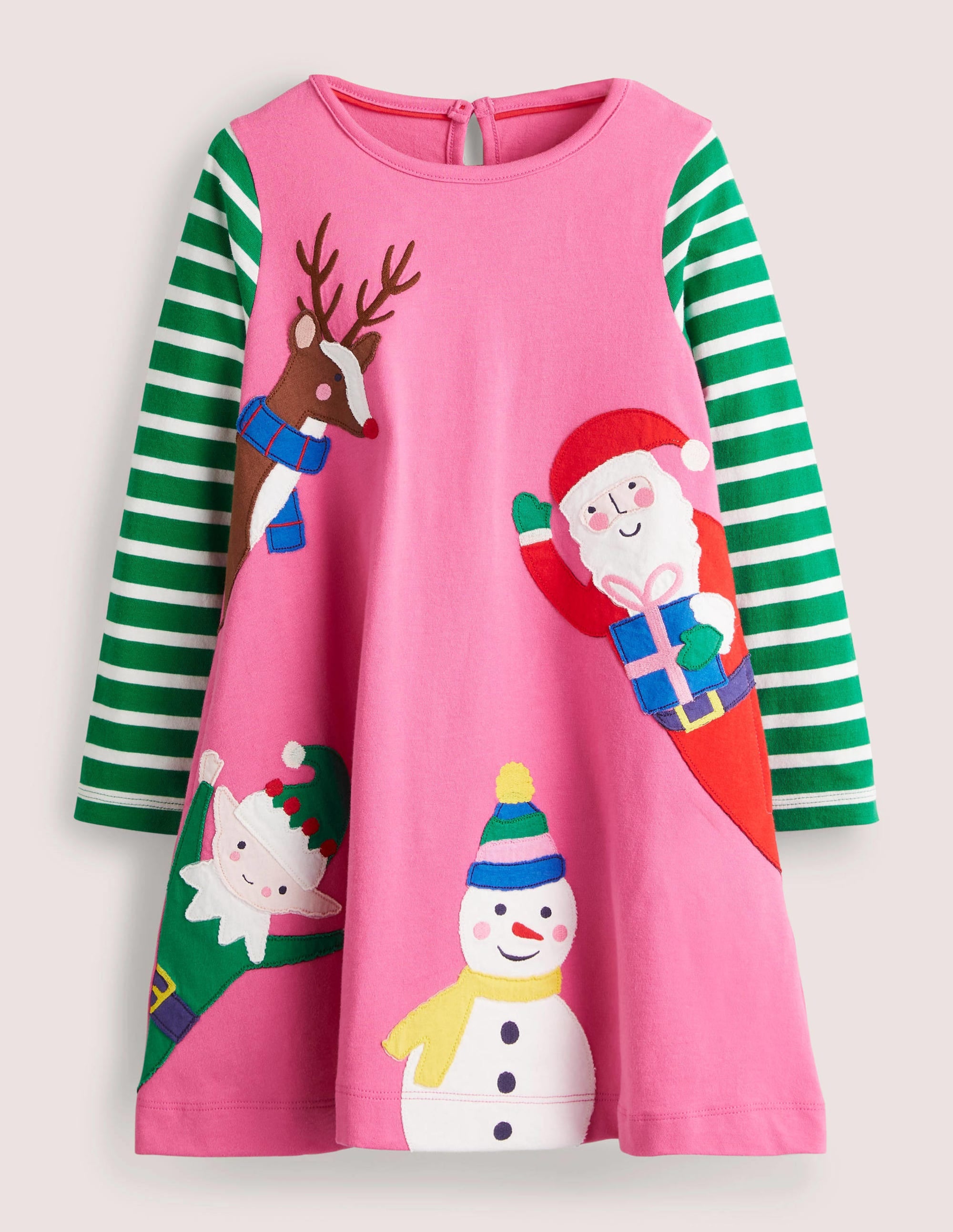 Big Appliqué Dress Tickled Pink Christmas Friends - Festive Holiday Party Outfit for Women & Girls