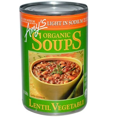Amy's Kitchen Low Sodium Lentil Vegetable Soup - 12 Pack (14.5 Oz Cans) | Organic Vegan Lentil Soup | Healthy Ready-to-Eat Meal for Quick Lunch, Camping & Emergency Food Supply